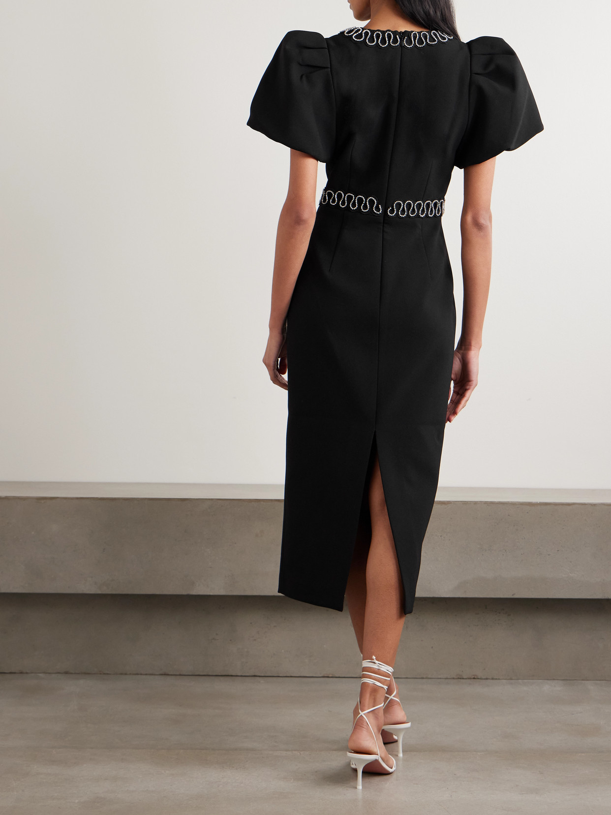 Rebecca Vallance Nyx Crystal-embellished Cutout Crepe Midi Dress In Black