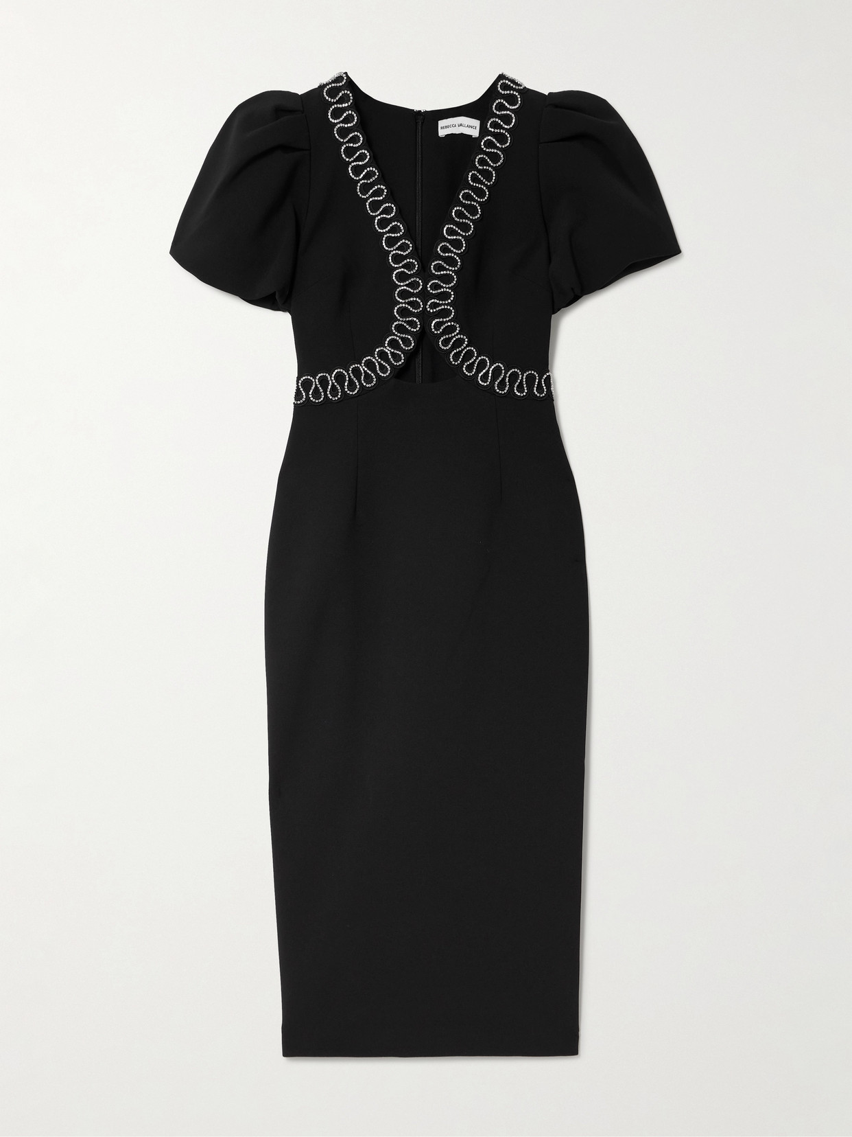 Rebecca Vallance Nyx Crystal-embellished Cutout Crepe Midi Dress In Black