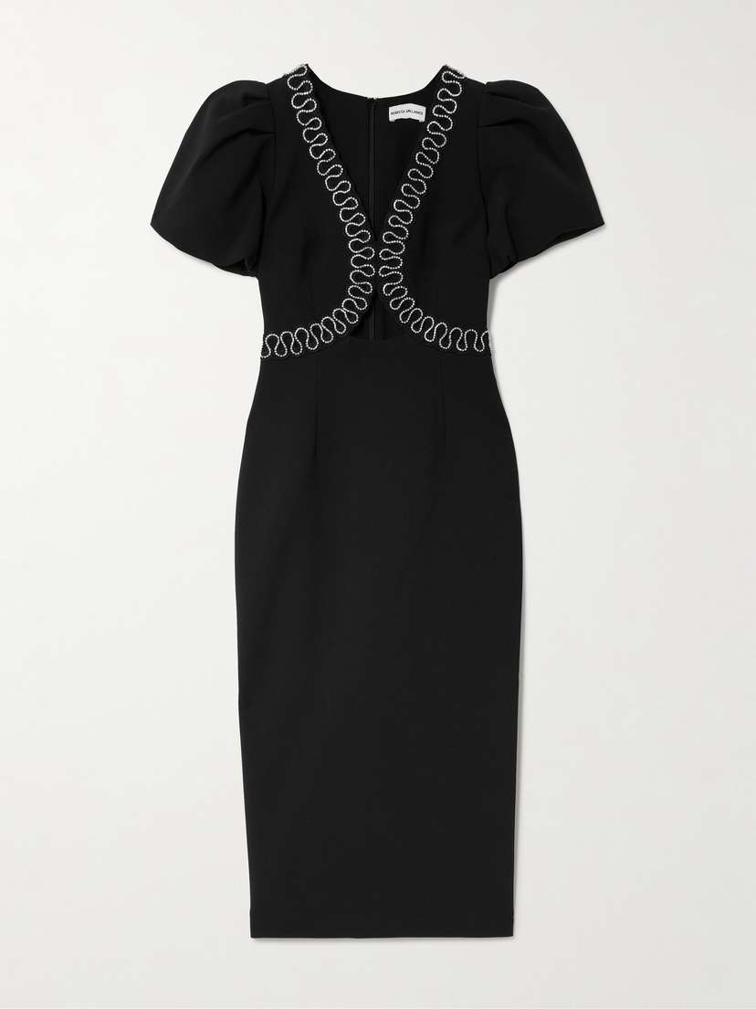 Rebecca Vallance Nyx Crystal-embellished Cutout Crepe Midi Dress