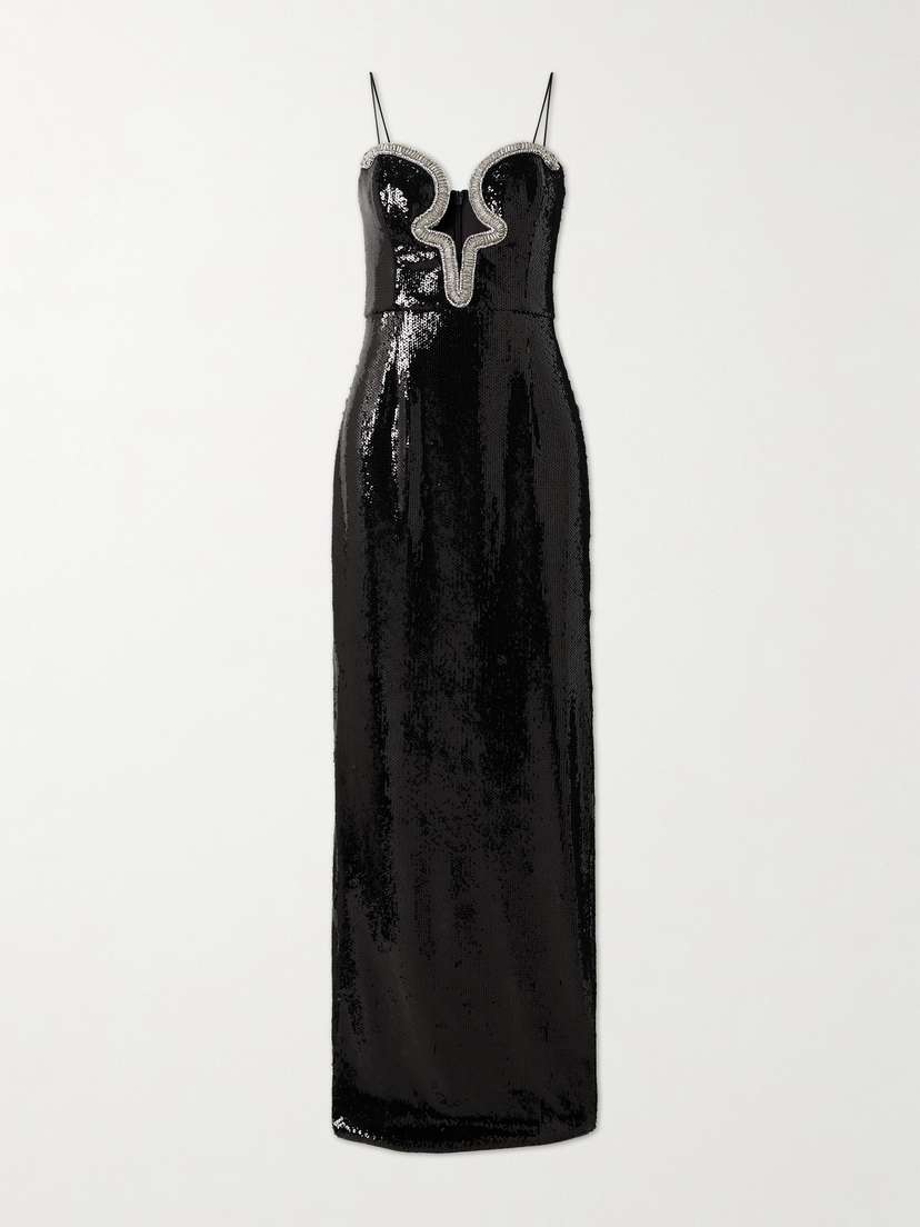 Rebecca Vallance Lyra Cutout Embellished Sequined Stretch-jersey Gown