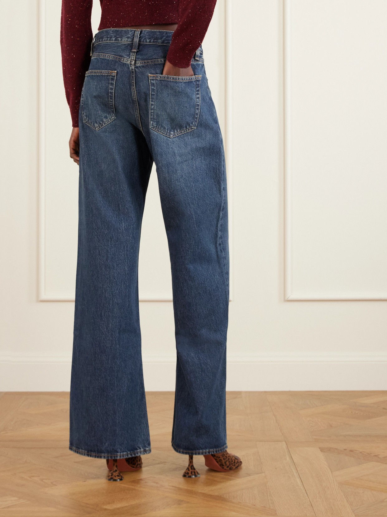 Frame The Loose Low-rise Wide-leg Jeans In Blue