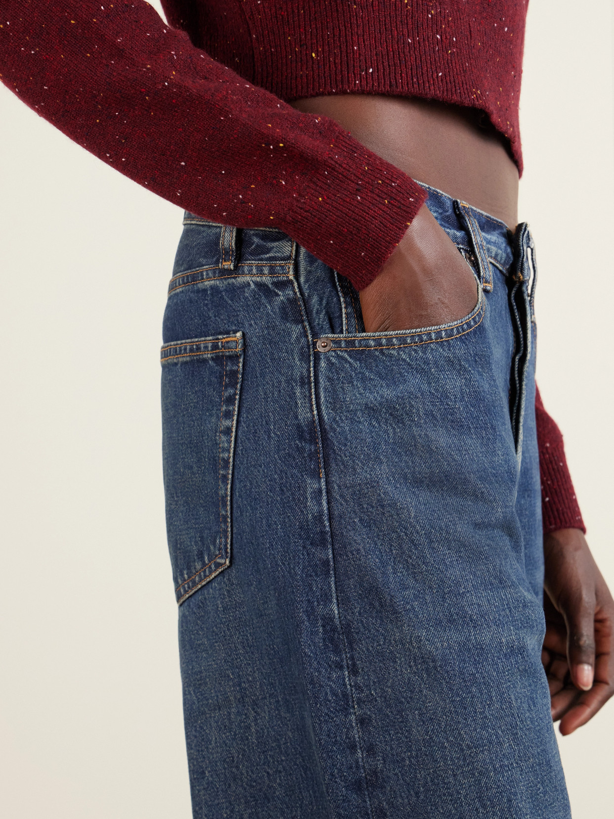 Frame The Loose Low-rise Wide-leg Jeans In Blue