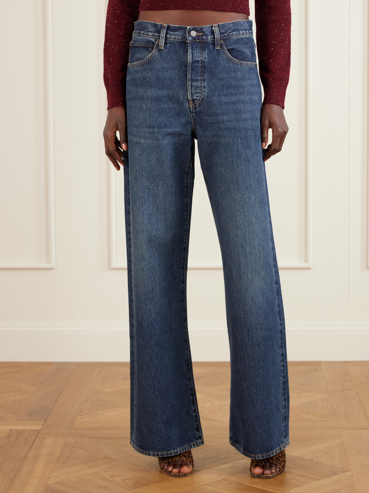 Frame The Loose Low-rise Wide-leg Jeans In Blue