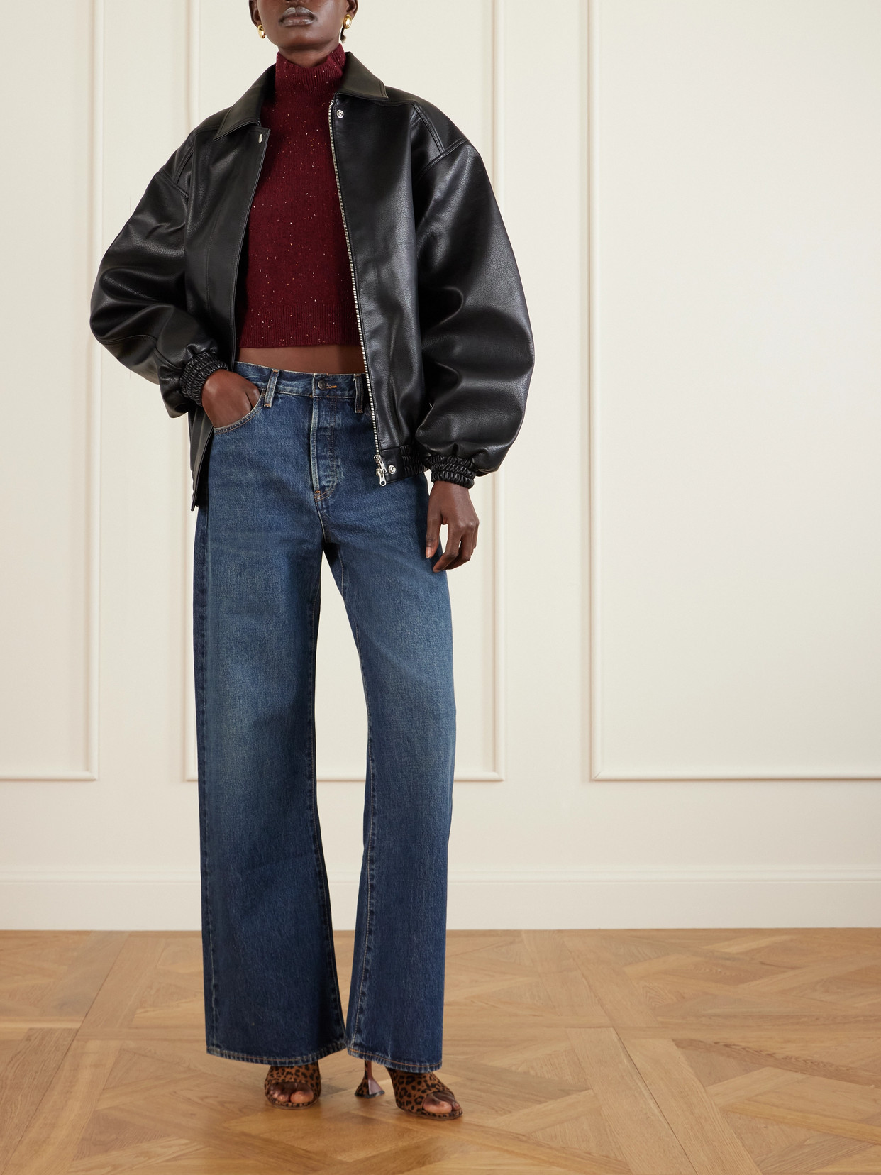 Frame The Loose Low-rise Wide-leg Jeans In Blue