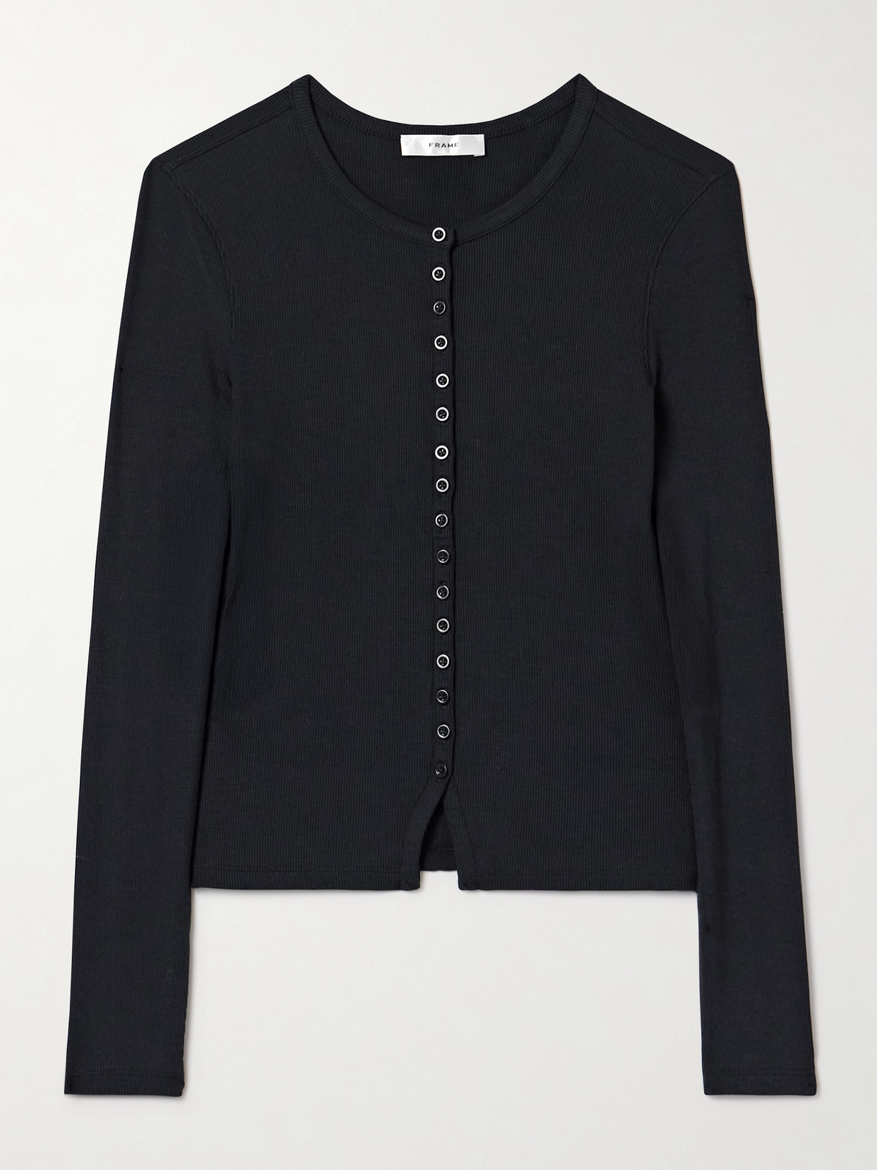 Frame The Rib Splay Stretch-modal Jersey Top In Blue