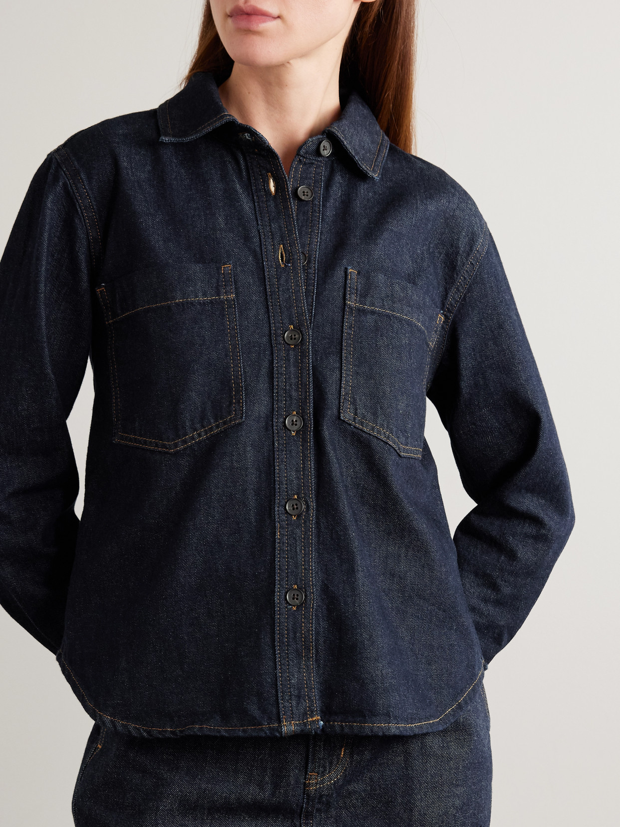 Frame The Polished Denim Shirt In Blue