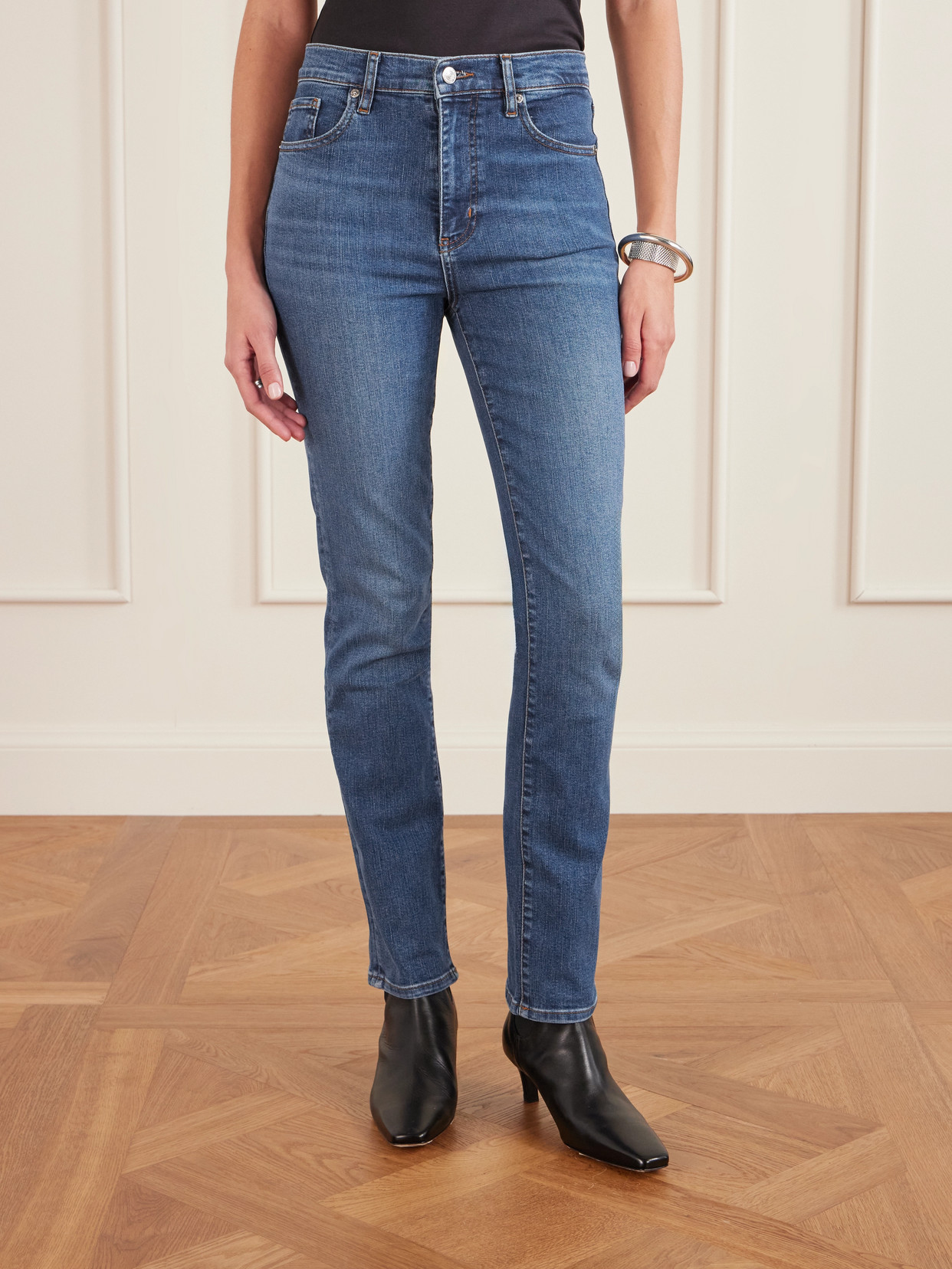 Frame The Pencil High-rise Skinny Jeans In Blue