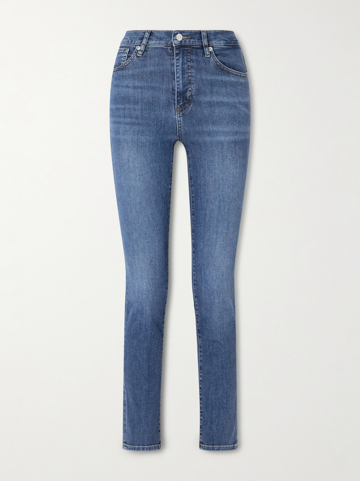 Frame The Pencil High-rise Skinny Jeans In Blue