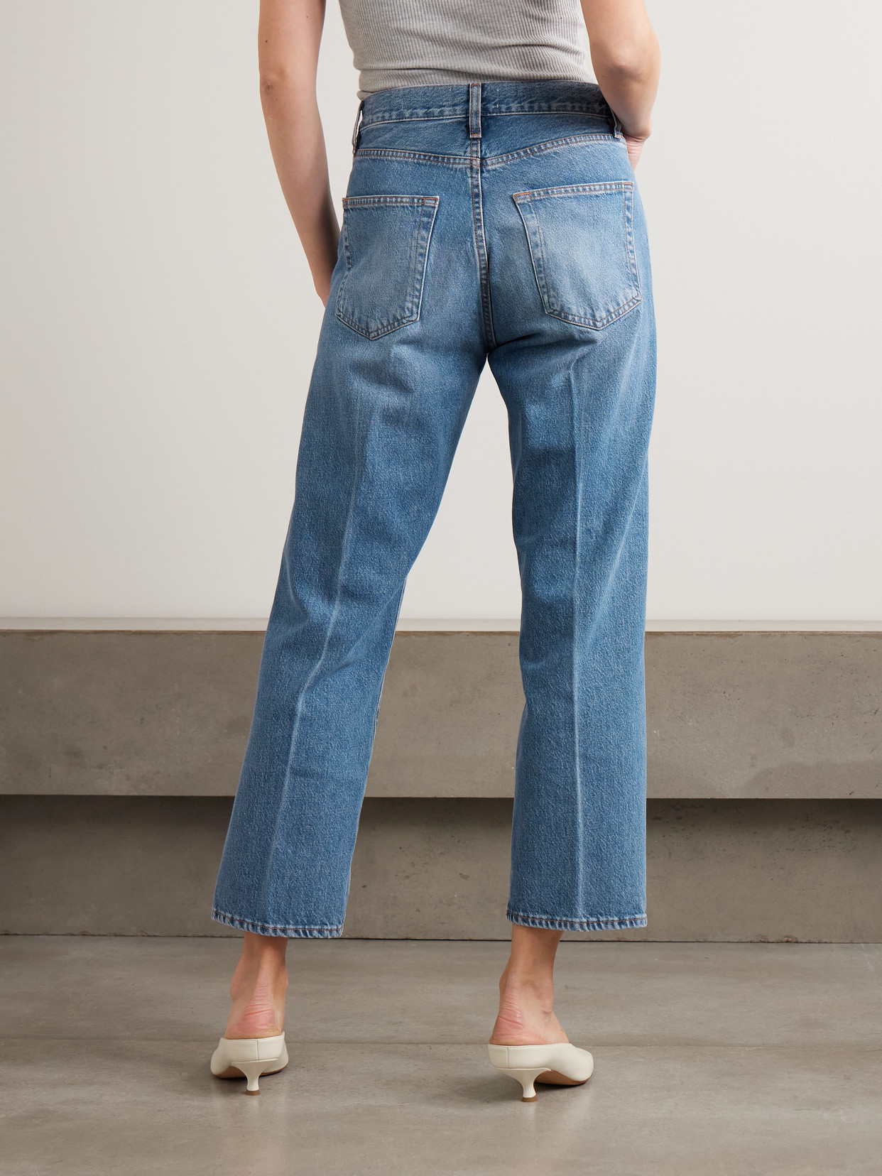 Frame The Vertical Crop High-rise Straight-leg Jeans In Blue