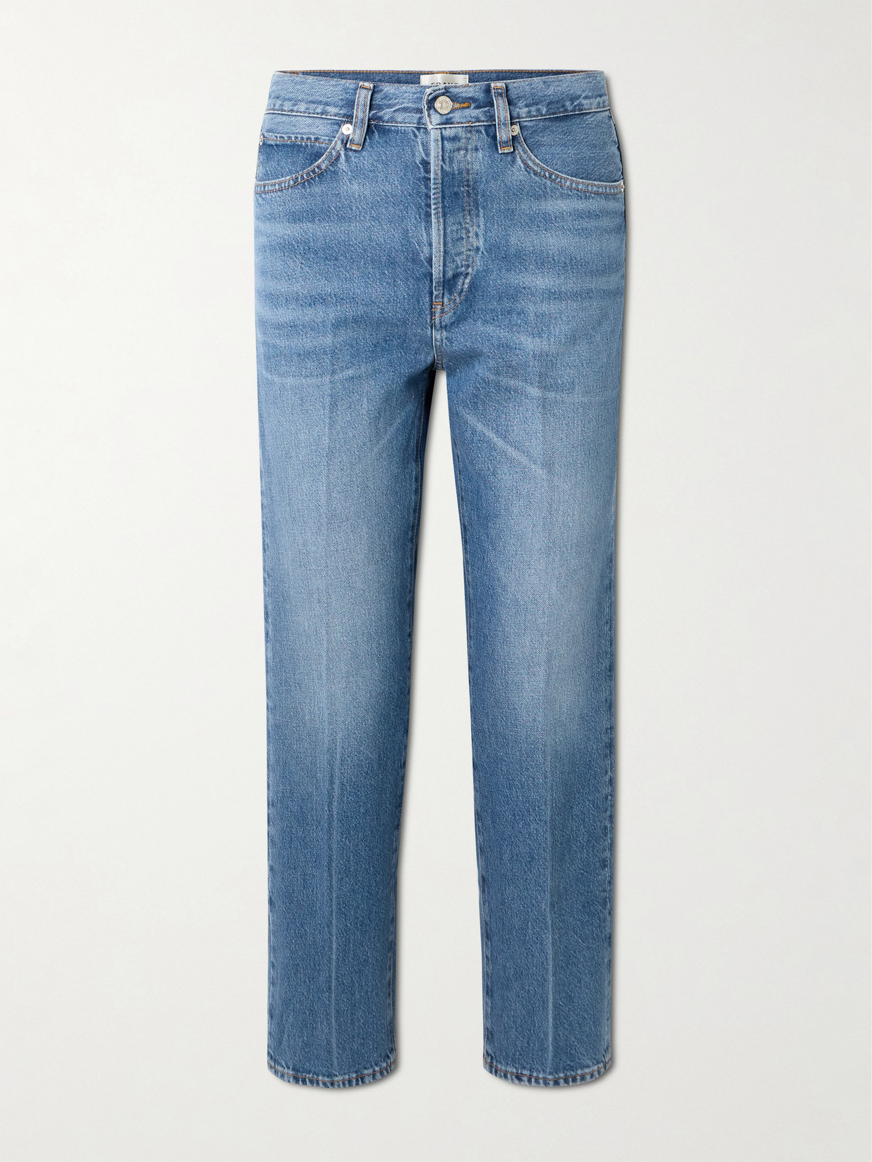 Frame The Vertical Crop High-rise Straight-leg Jeans In Blue