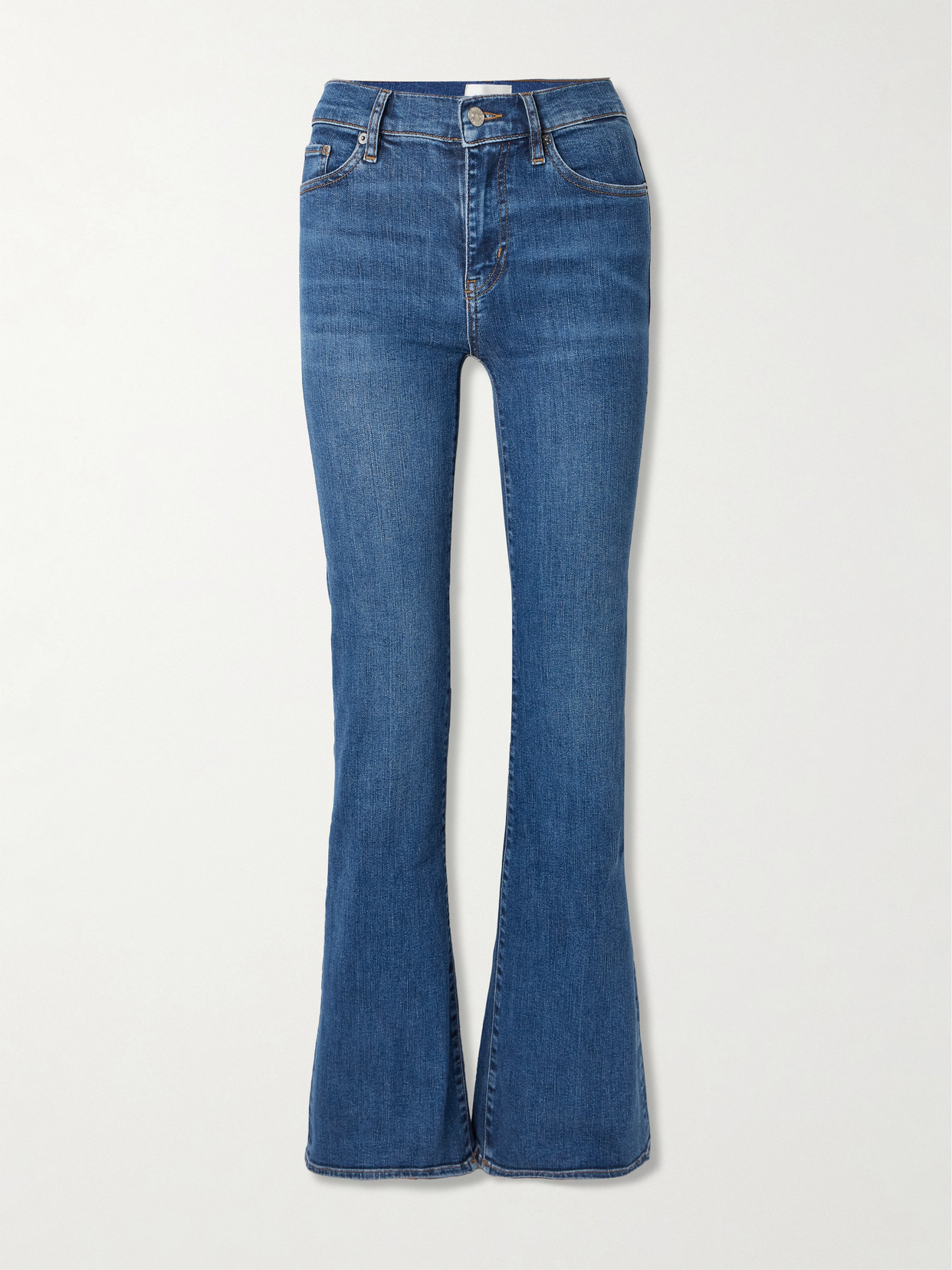 Frame The Icon Mid-rise Flared Jeans In Blue