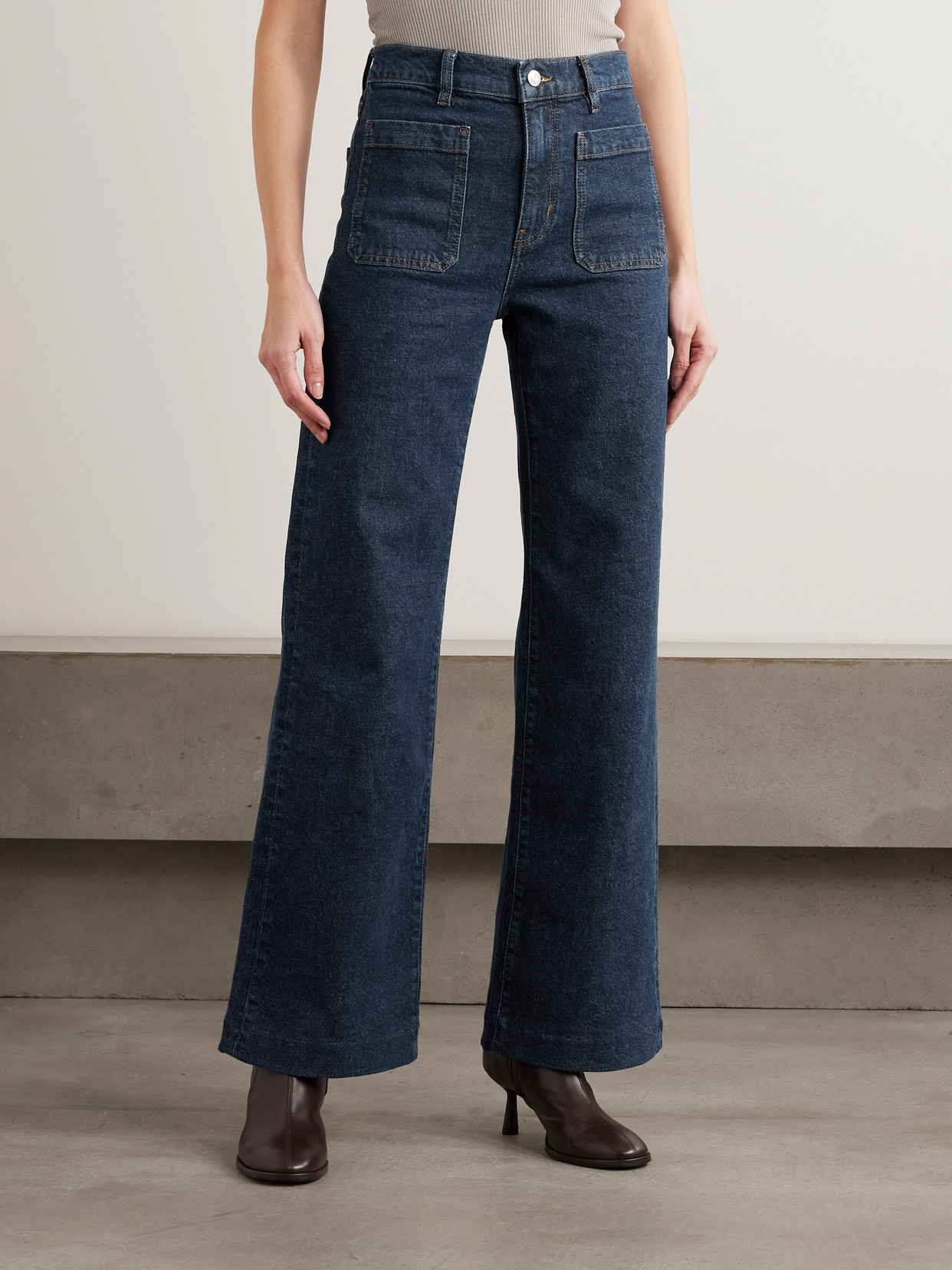 Frame The Refined High-rise Wide-leg Jeans In Blue