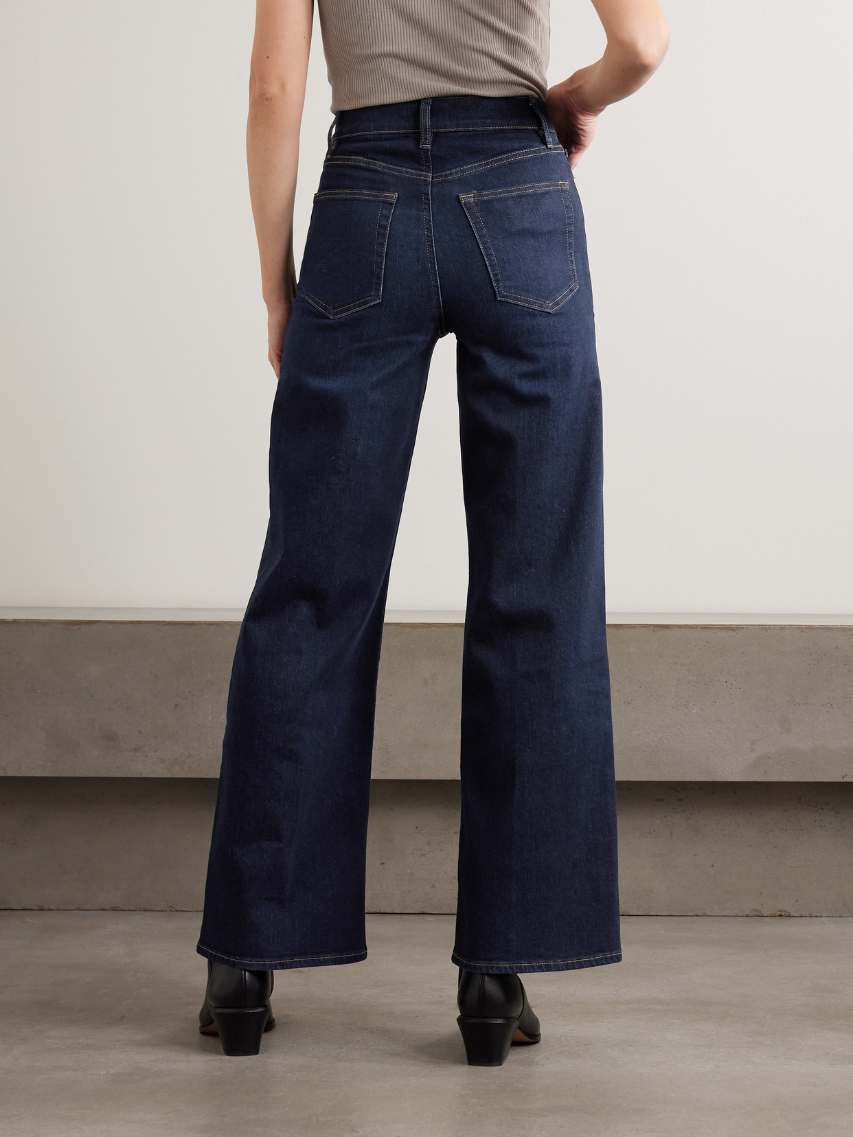 Frame Le Slim Palazzo Mid-rise Straight-leg Jeans In Blue