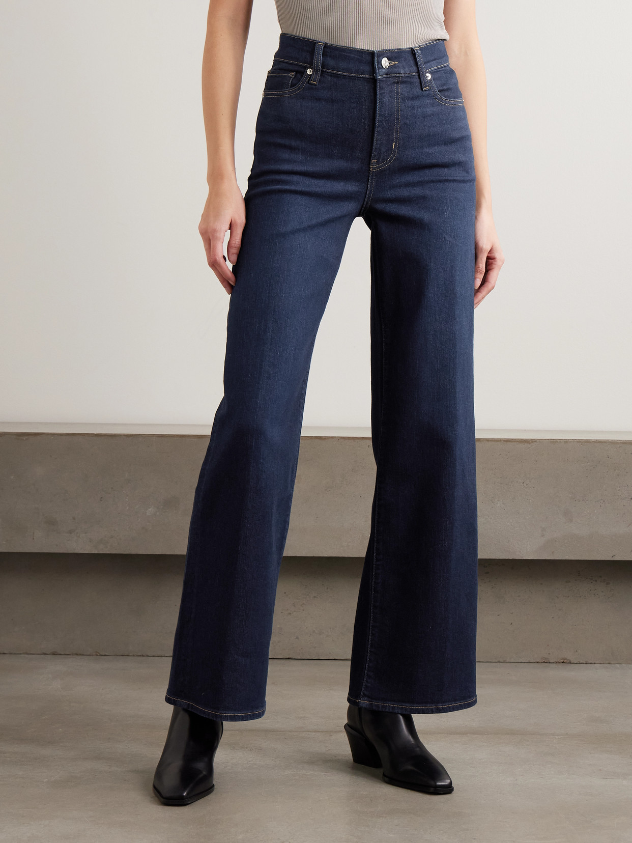 Frame Le Slim Palazzo Mid-rise Straight-leg Jeans In Blue