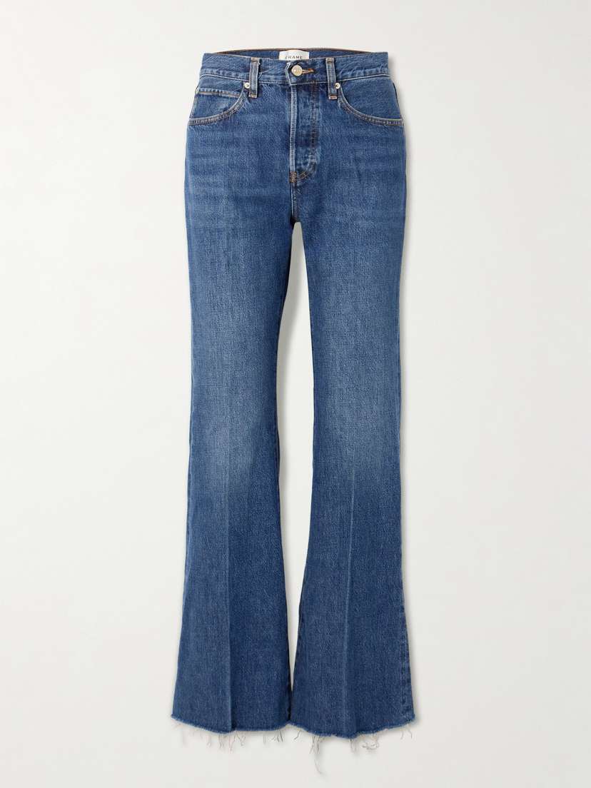 Frame The Lax Distressed Mid-rise Flared Jeans
