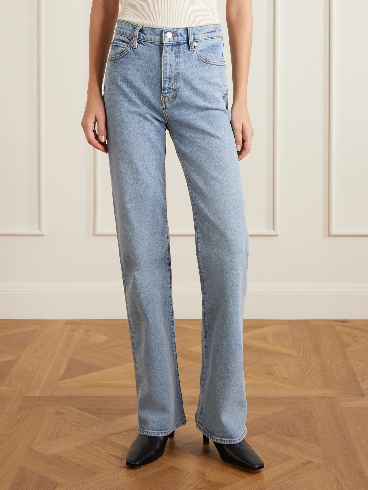 Frame The Arrow High-rise Flared Jeans In Blue