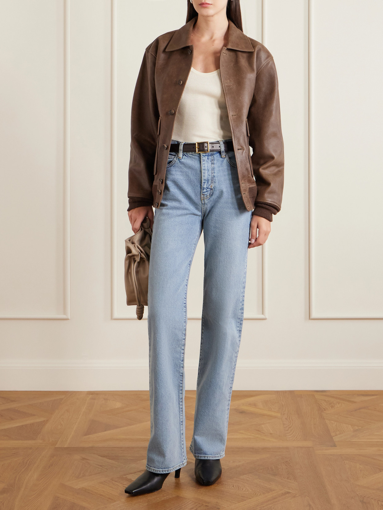 Frame The Arrow High-rise Flared Jeans In Blue