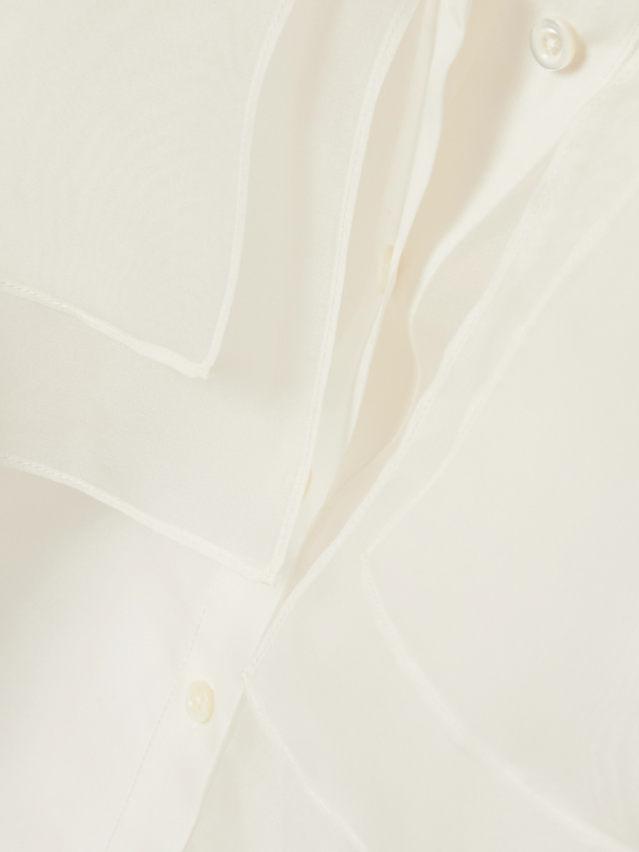 Cape-Effect Layered Silk-Organza Blouse
