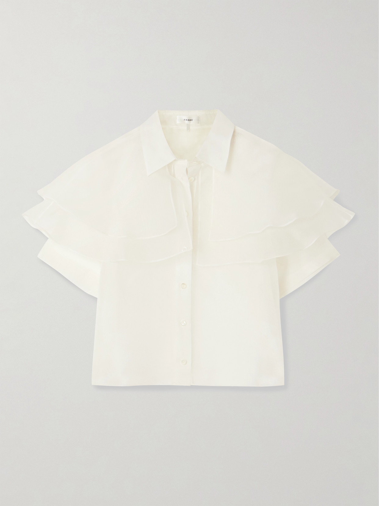 Frame Cape-effect Layered Silk-organza Blouse In White
