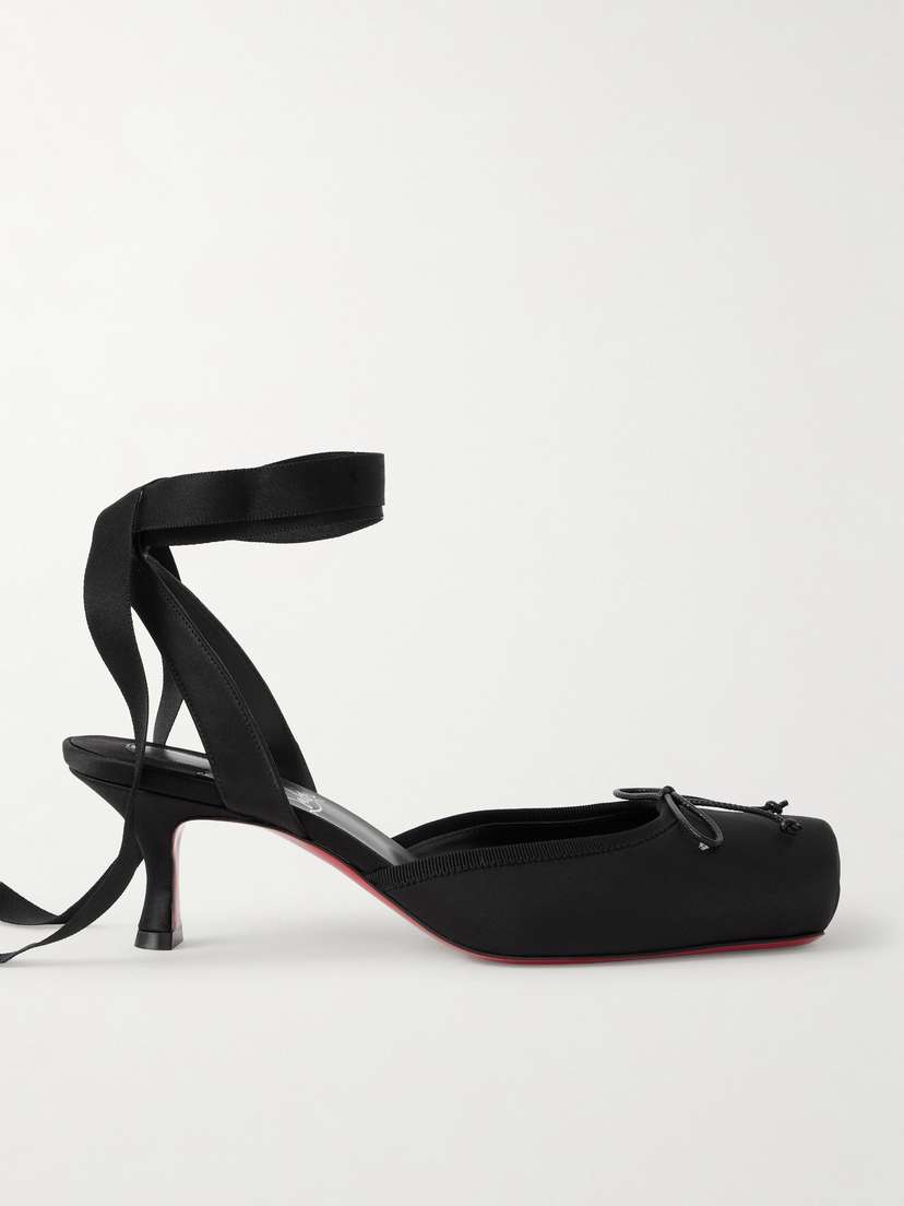 Christian Louboutin Cassia 55 Bow-detailed Grosgrain-trimmed Satin Pumps
