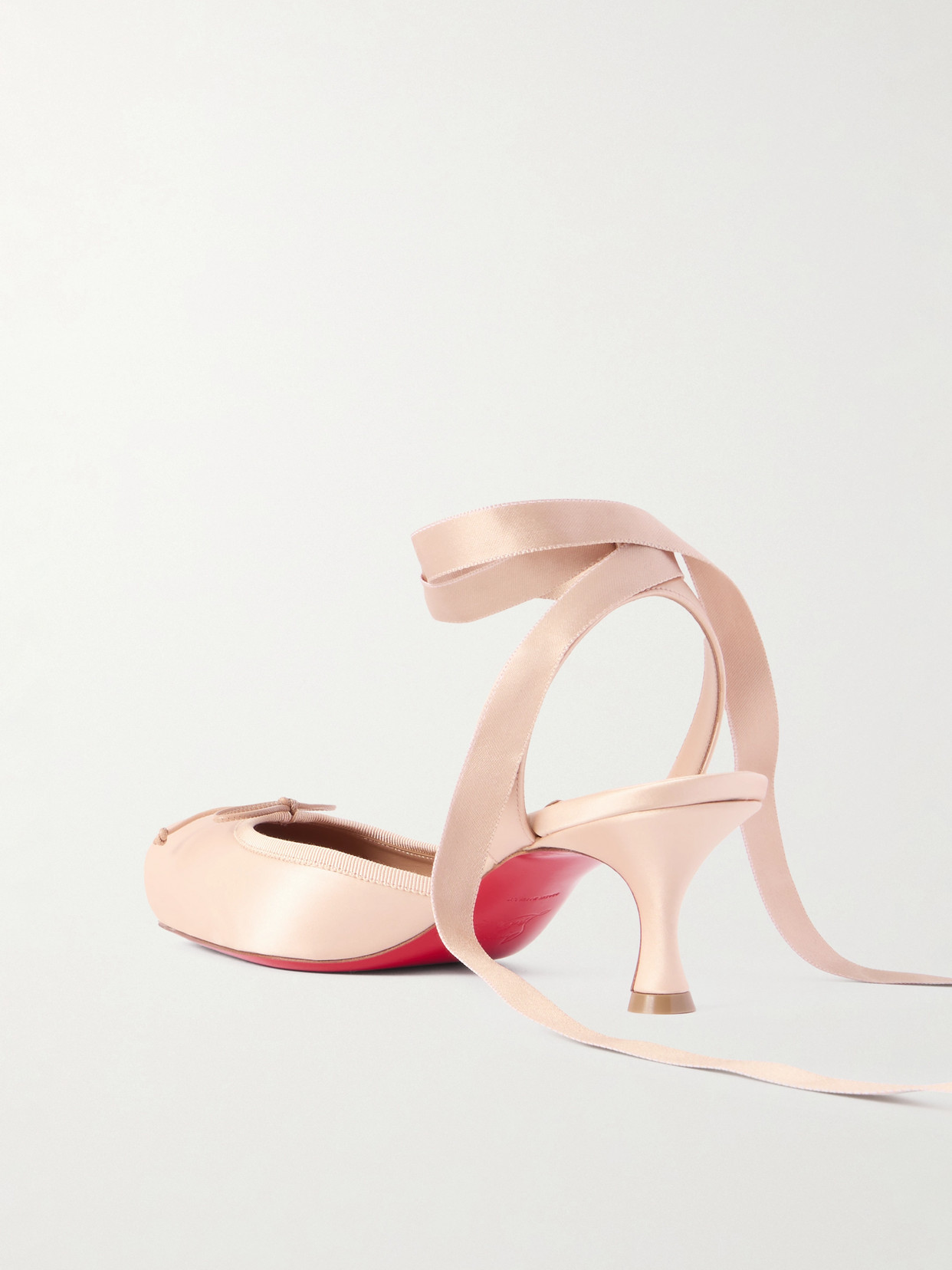 Christian Louboutin Cassia 55 Bow-detailed Grosgrain-trimmed Satin Pumps In Pink