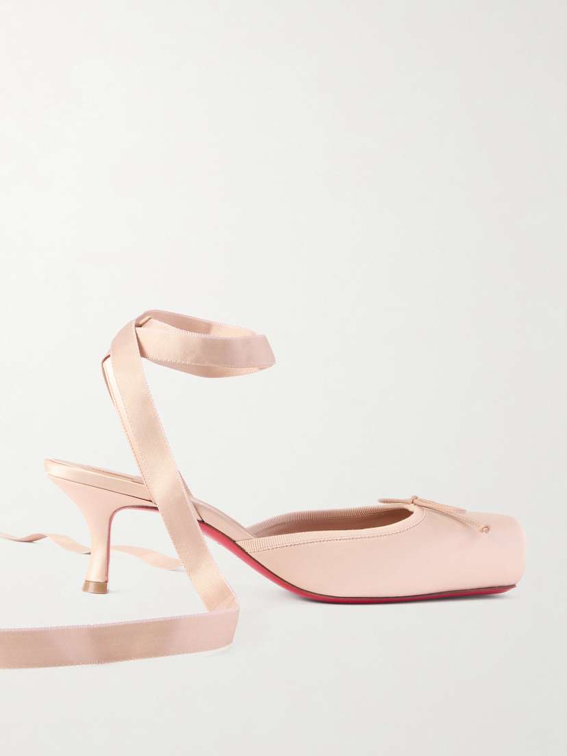 Christian Louboutin Cassia 55 Bow-detailed Grosgrain-trimmed Satin Pumps