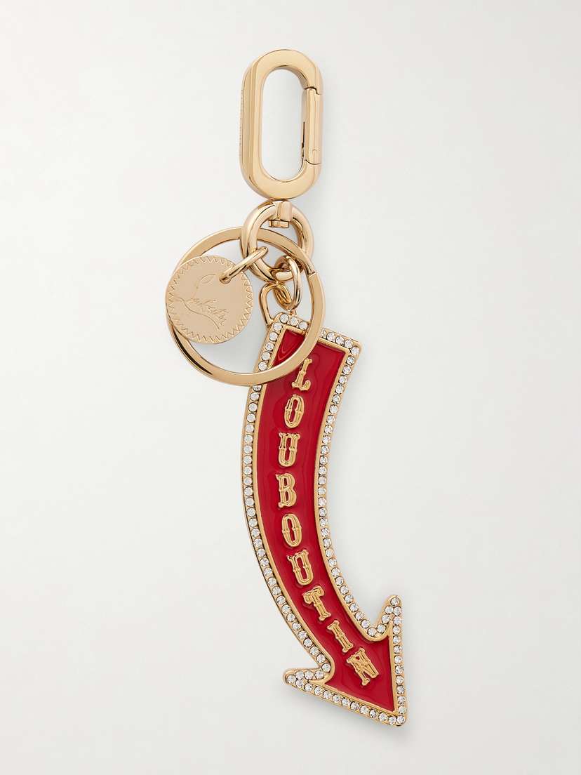 Christian Louboutin Gold-tone, Enamel And Crystal Keychain