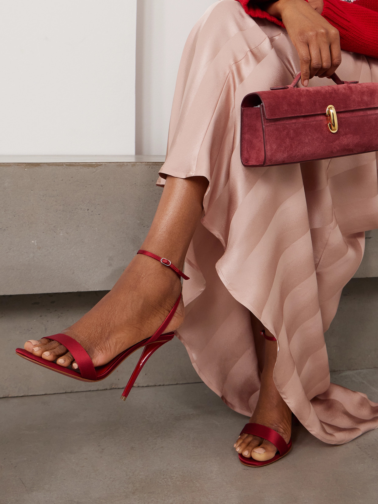 Christian Louboutin Miss Z 100 Satin Sandals In Red