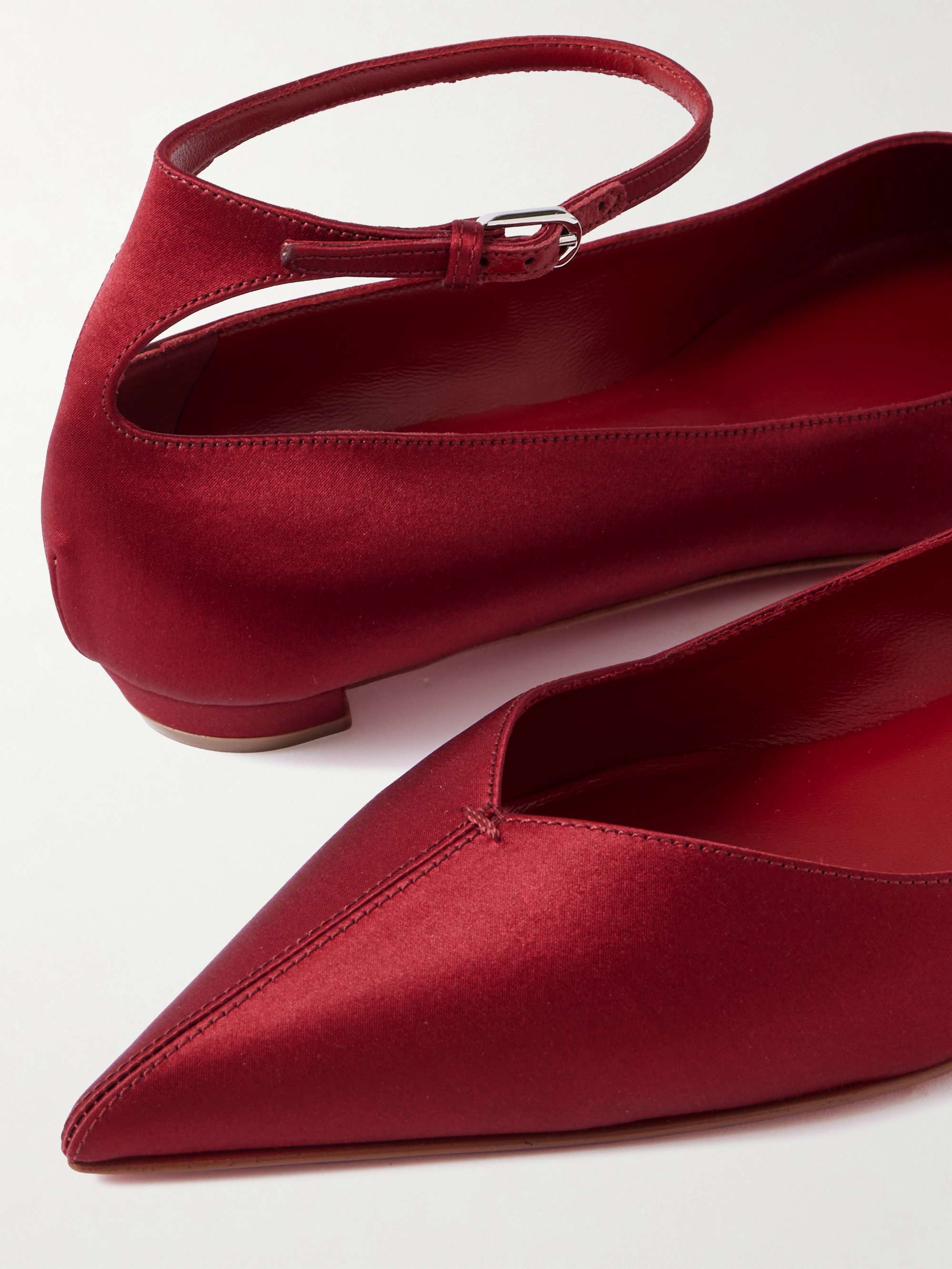 Christian Louboutin ポインテッドトゥフラット CHRISTIAN LOUBOUTIN Erozeena satin point-toe flats | NET-A-PORTER