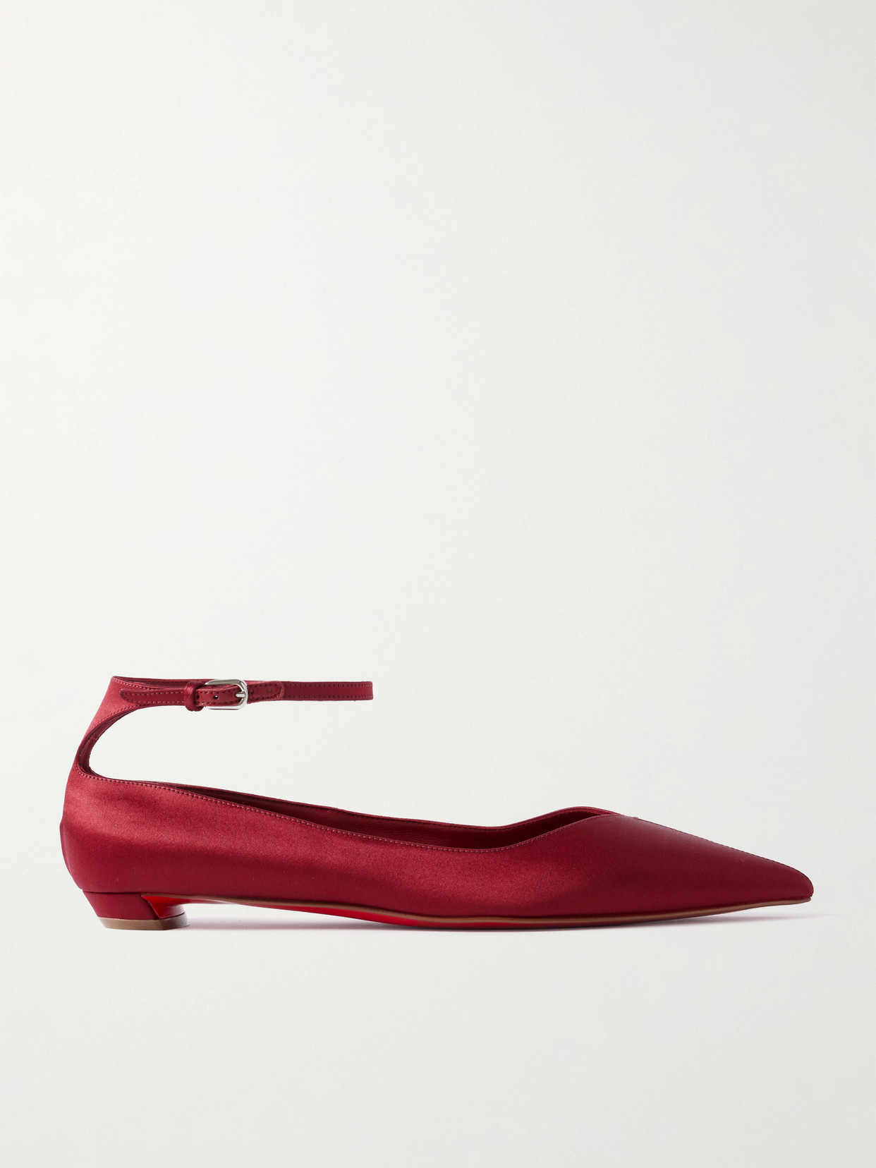 Christian Louboutin Erozeena Satin Point-toe Flats In Red