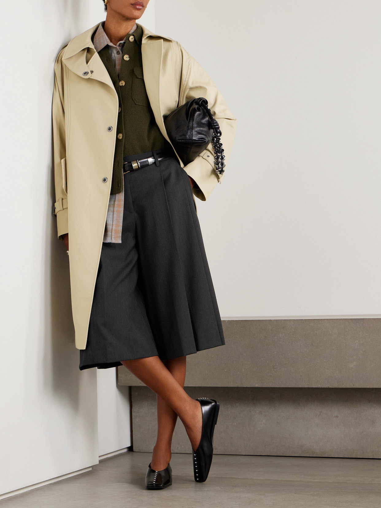 Twp Stefens Pleated Wool Culottes In Gray