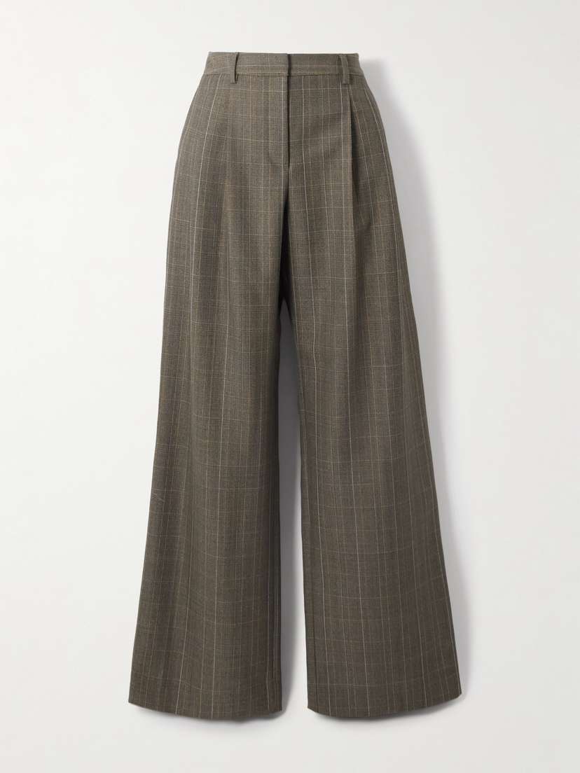 TWP Sulli Pleated Checked Wool Wide-leg Pants