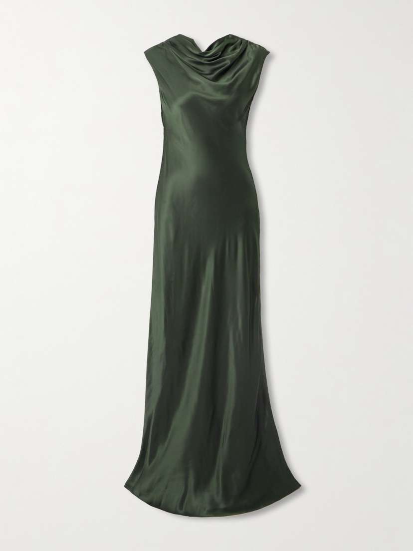 TWP Back To You Paneled Open-back Draped Satin Gown