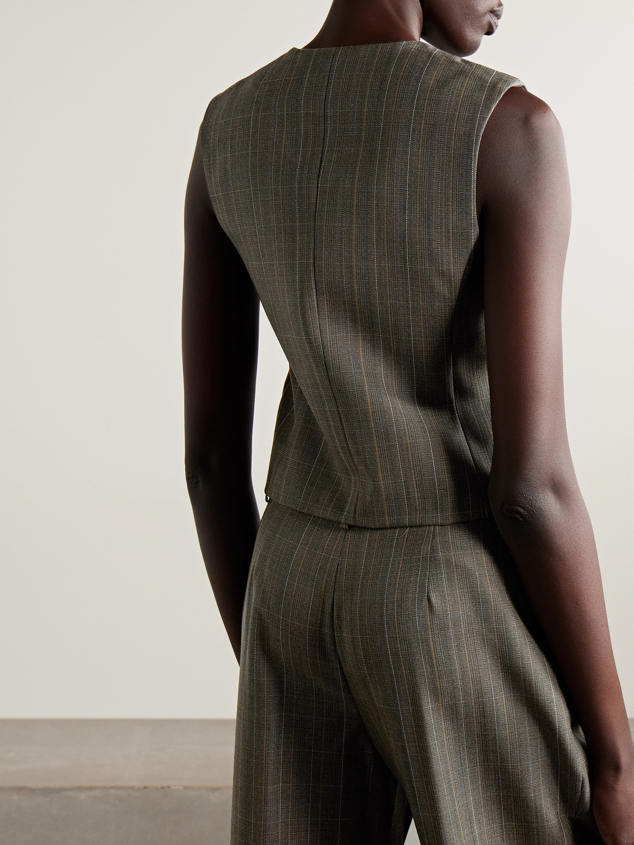 Twp Tyler Checked Wool Vest In Brown