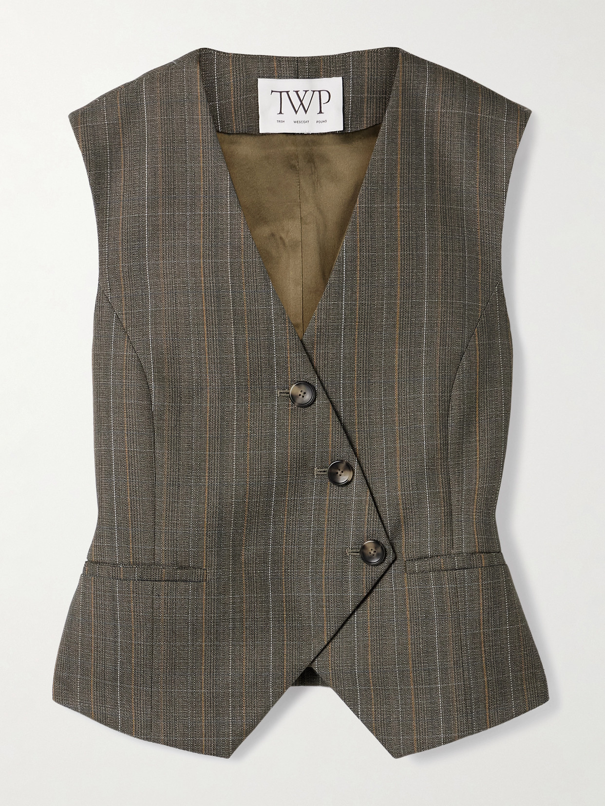 Twp Tyler Checked Wool Vest In Brown