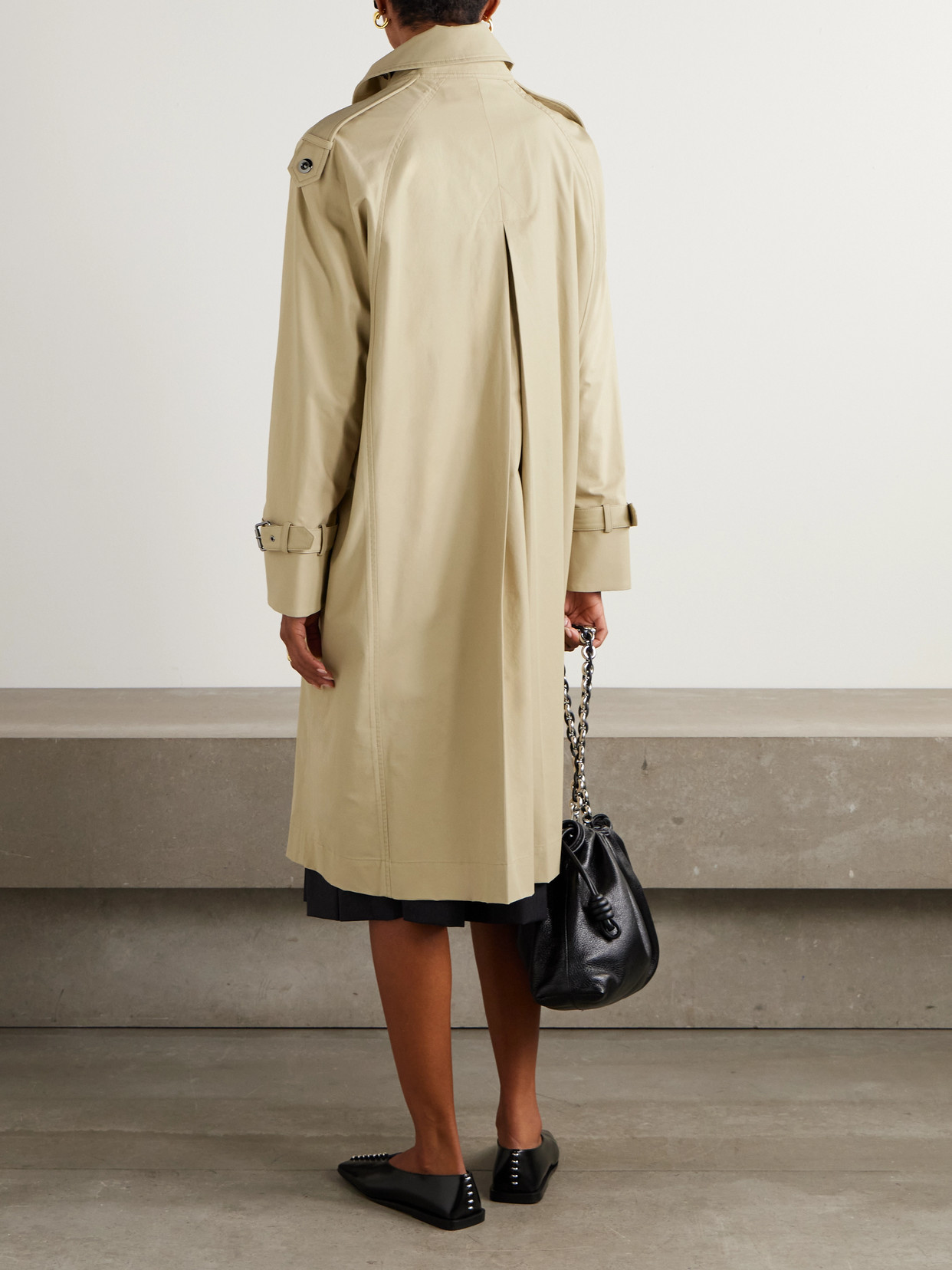 Twp Long Bogie Cotton-blend Gabardine Coat In Neutral