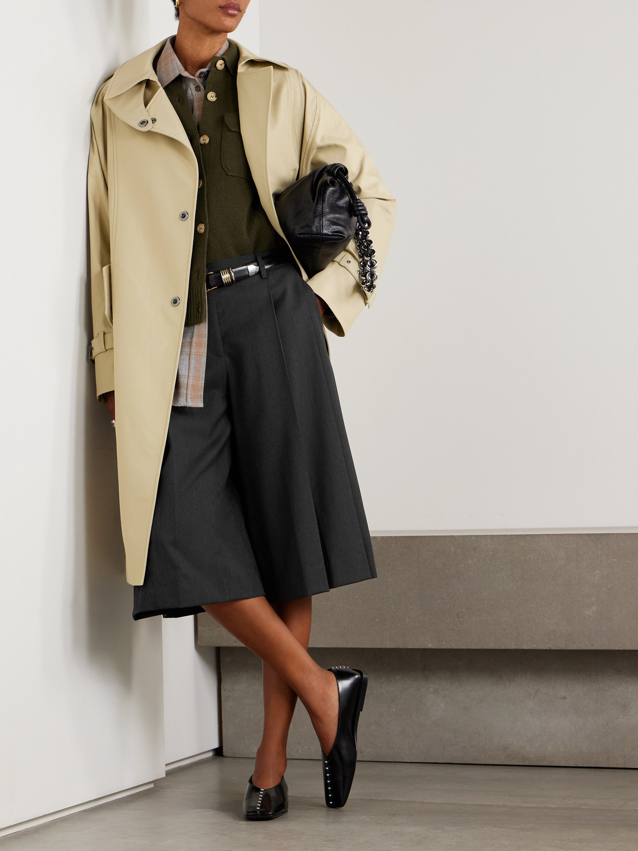 Twp Long Bogie Cotton-blend Gabardine Coat In Neutral