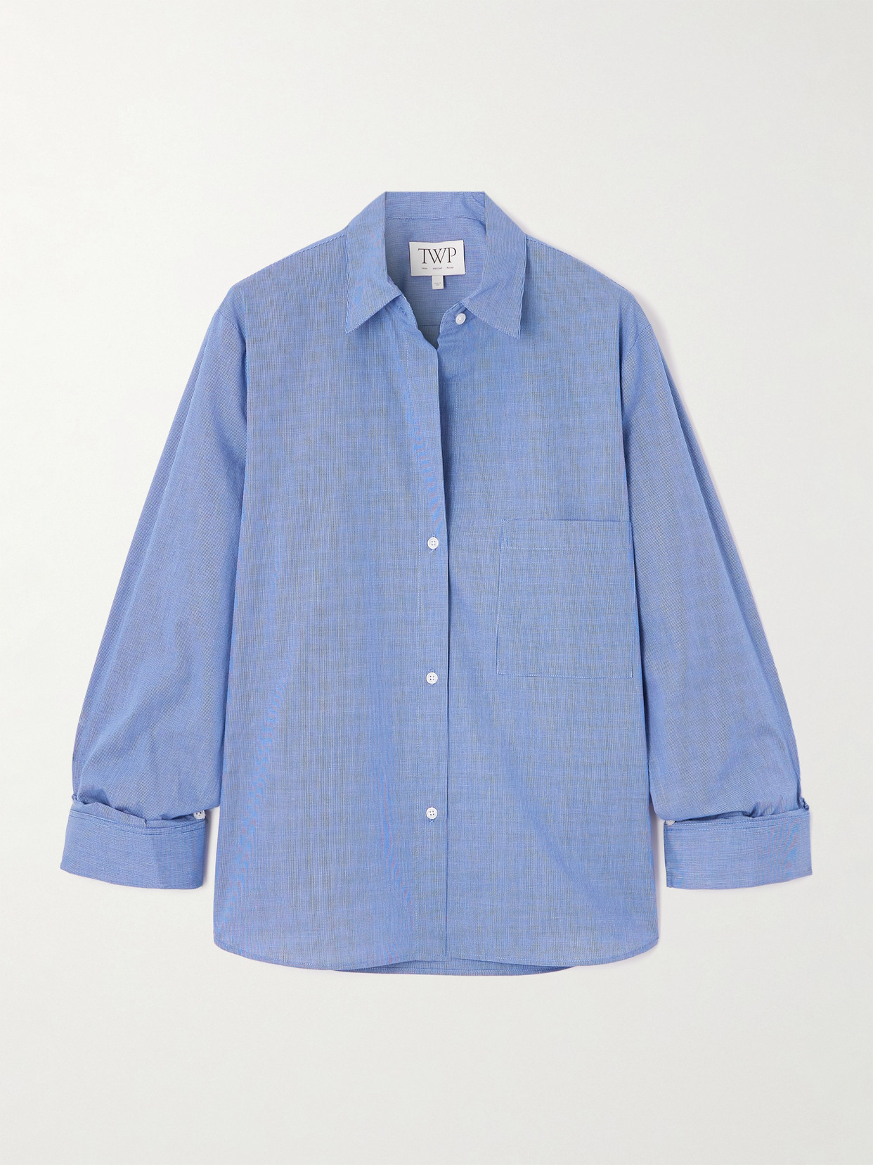 Twp Next Morning Checked Cotton-poplin Shirt In Blue