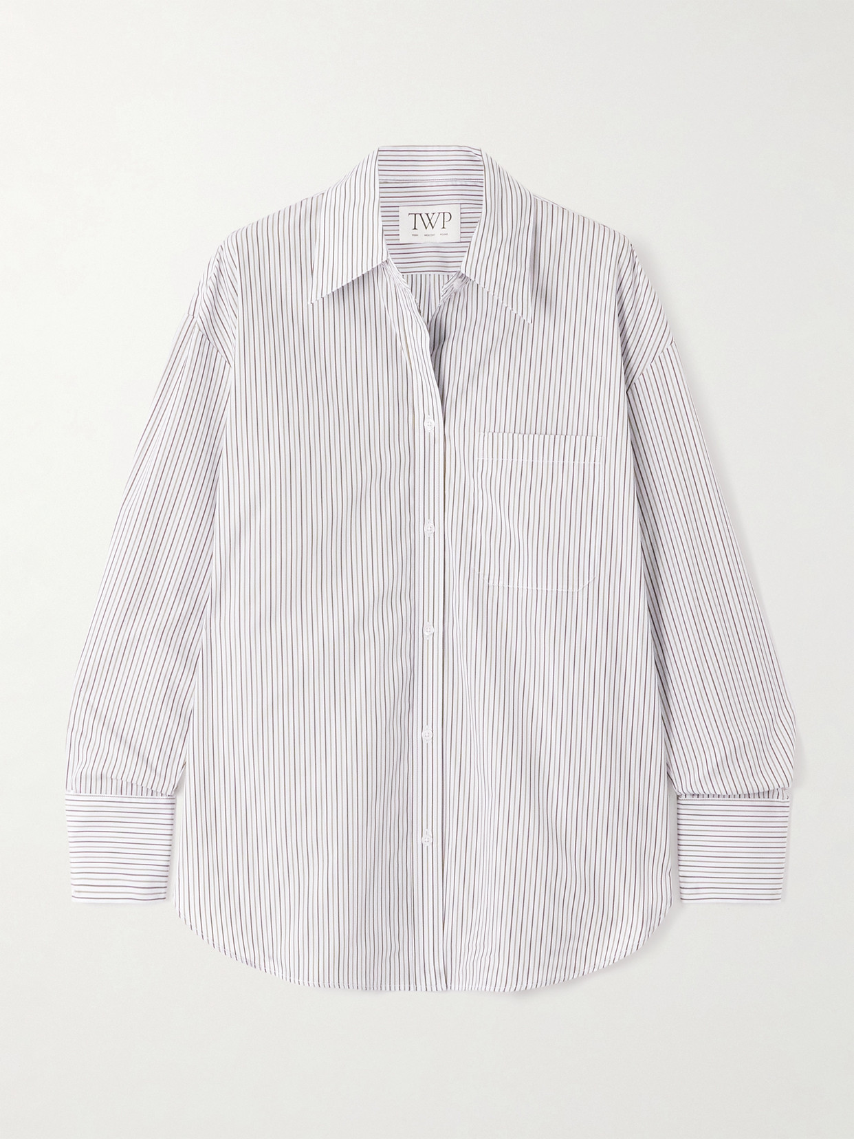 Twp Big Joe Striped Cotton-poplin Shirt In White