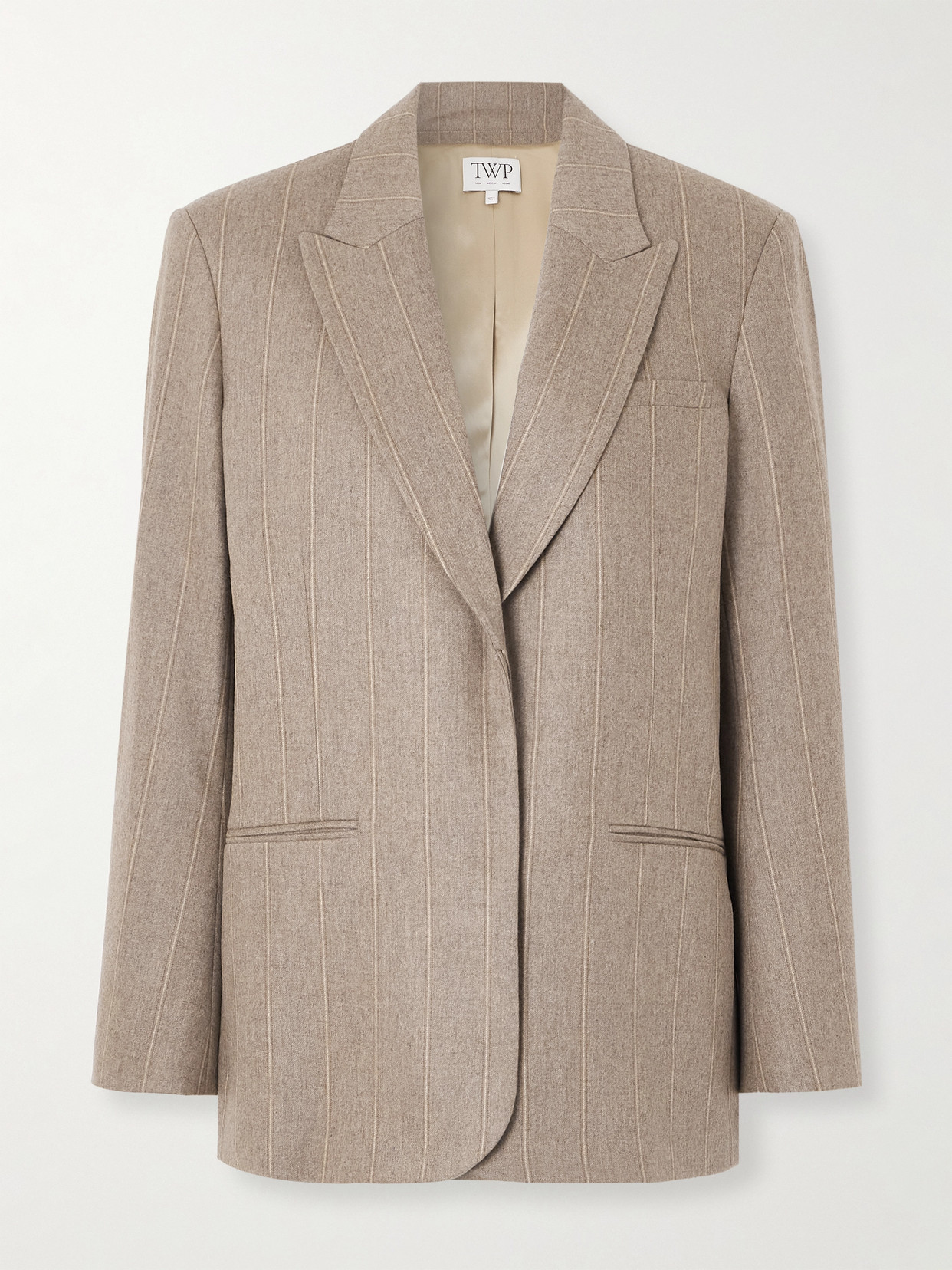 Twp Sweet Pea Pinstriped Wool-blend Blazer In Neutral