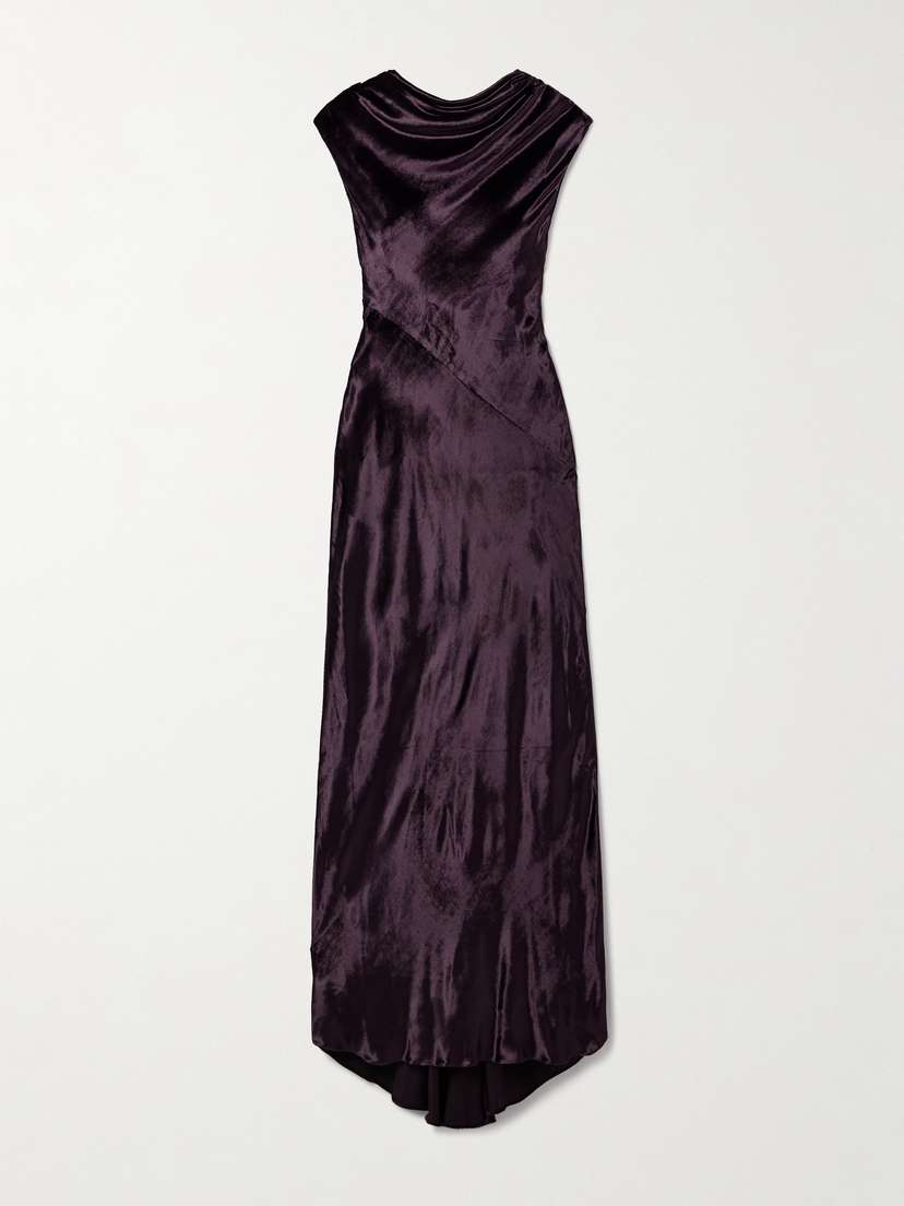 TWP Back To You Open-back Draped Velvet Gown