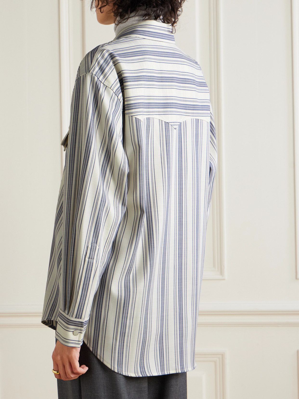Twp Dutton Striped Twill Shirt In Blue