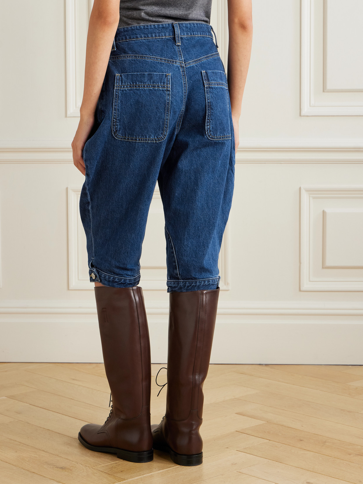 Twp Jodhpur Low-rise Barrel-leg Jeans In Brown