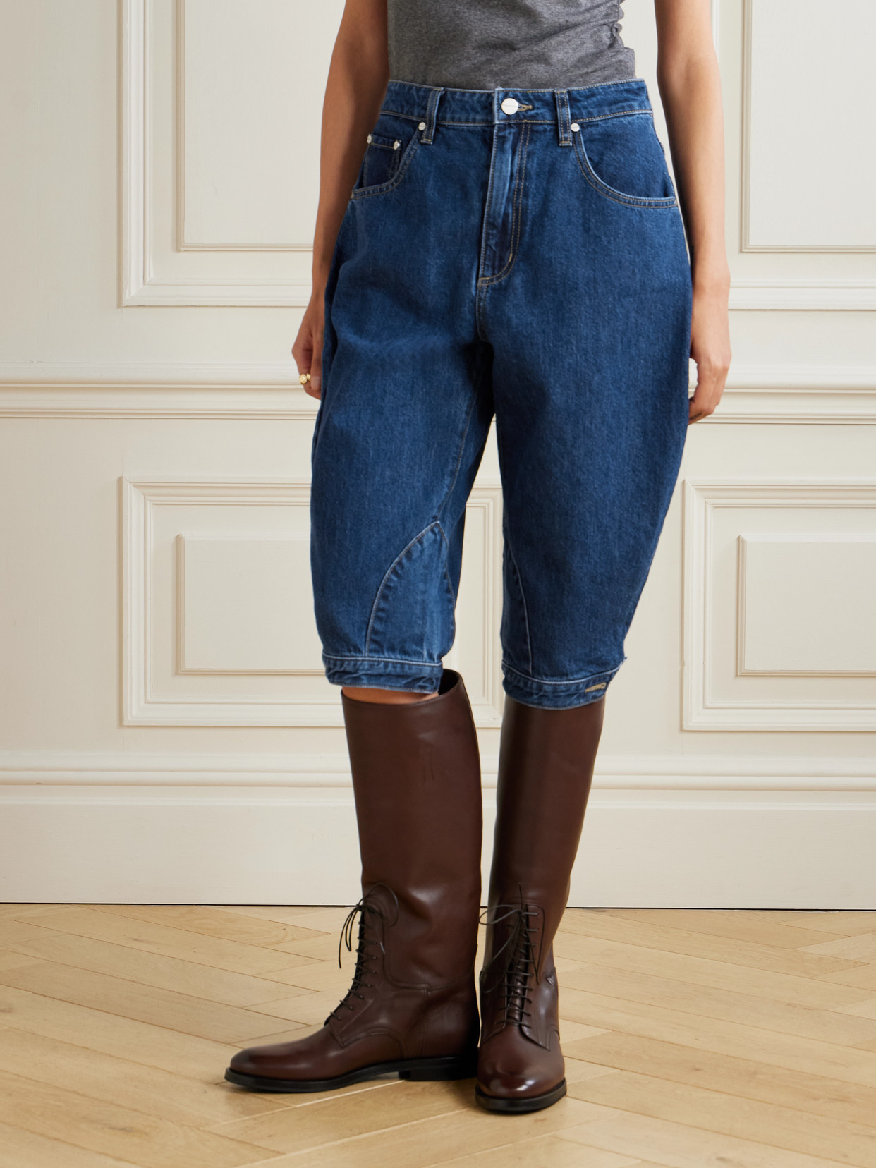 Twp Jodhpur Low-rise Barrel-leg Jeans In Brown