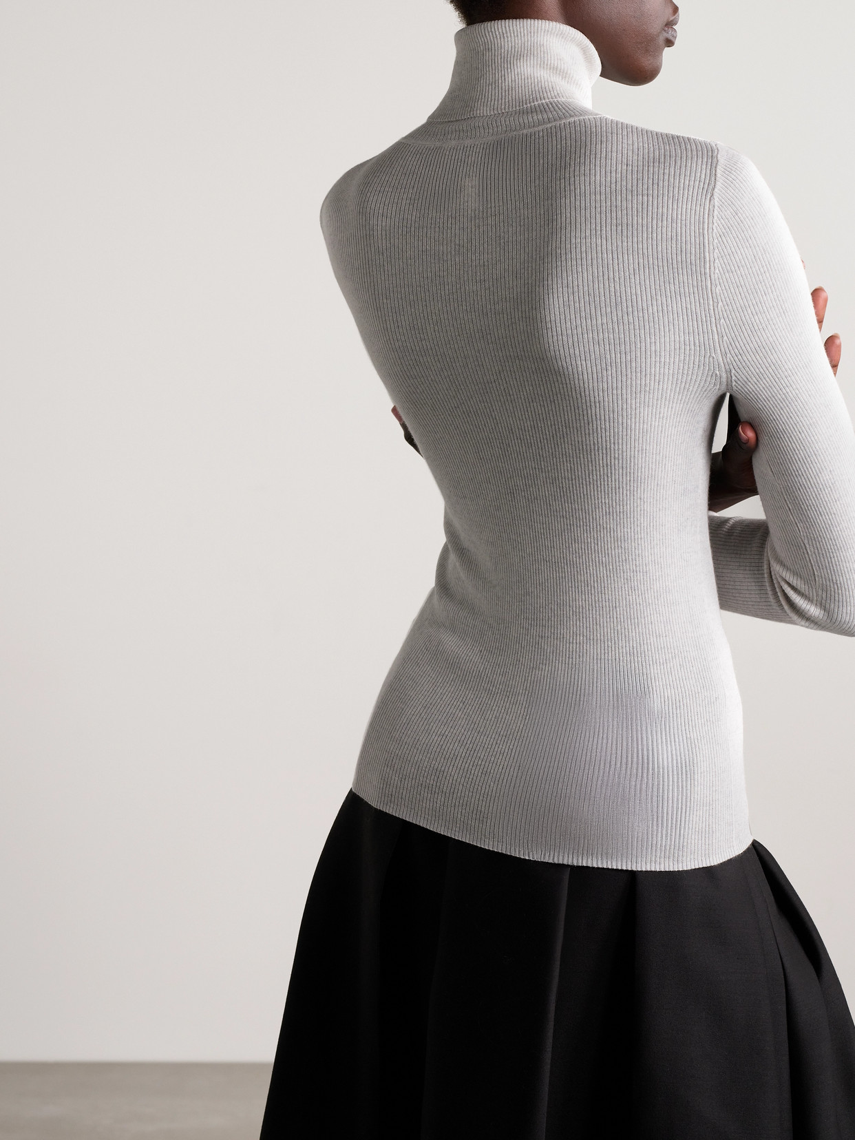 Twp Ribbed Merino Wool Turtleneck Sweater In Brown