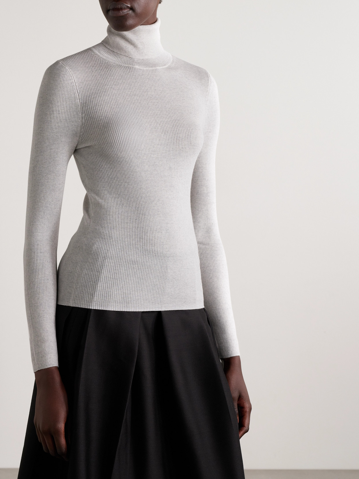 Twp Ribbed Merino Wool Turtleneck Sweater In Brown