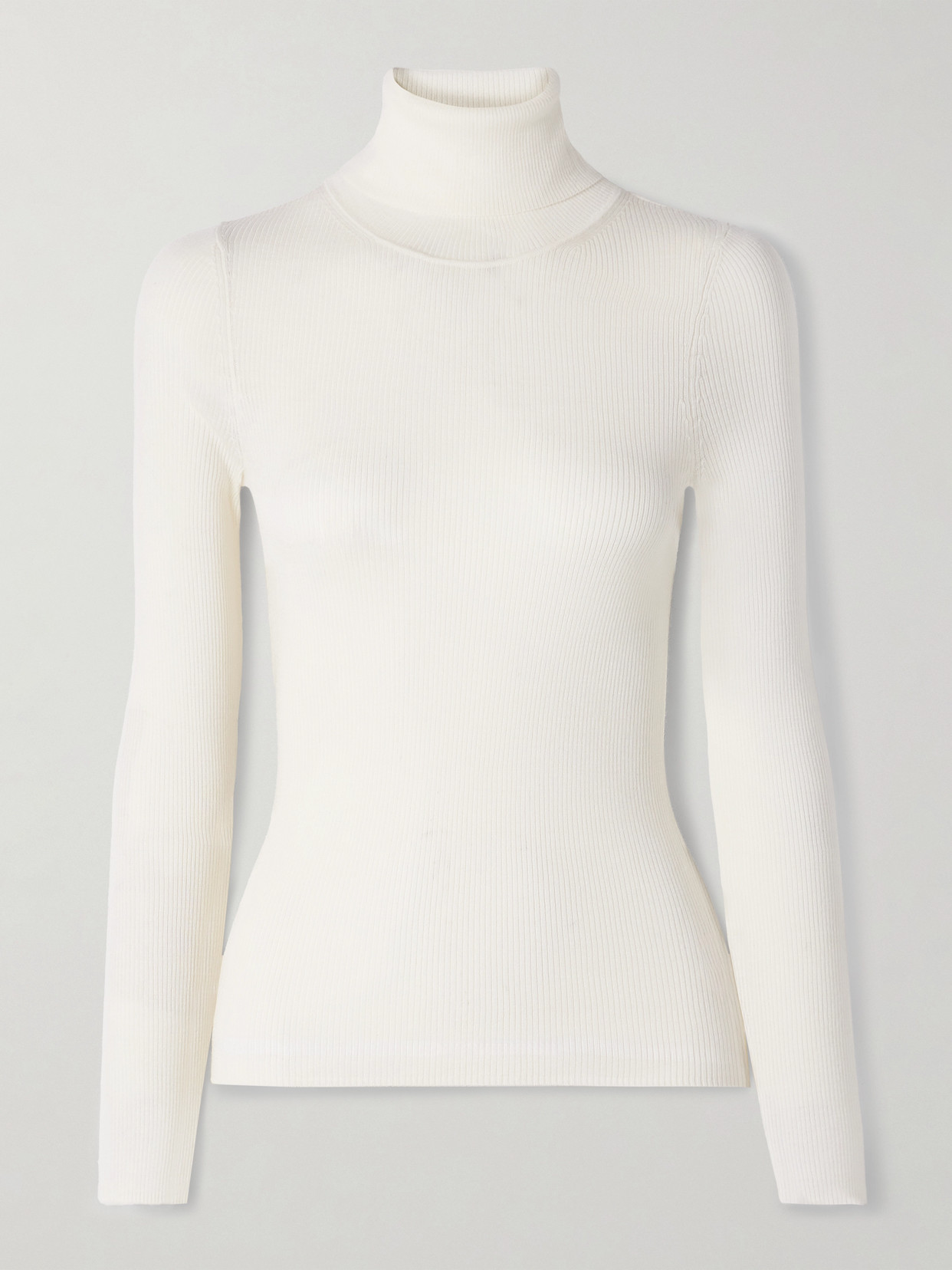 Twp Ribbed Merino Wool Turtleneck Sweater In White