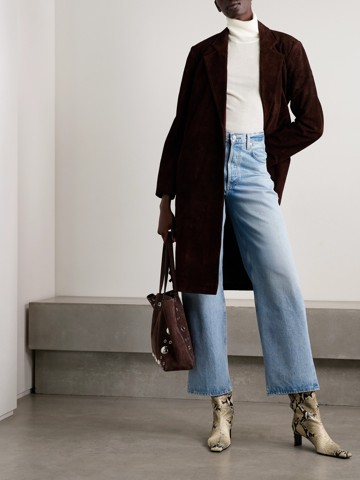 Twp Ribbed Merino Wool Turtleneck Sweater In White