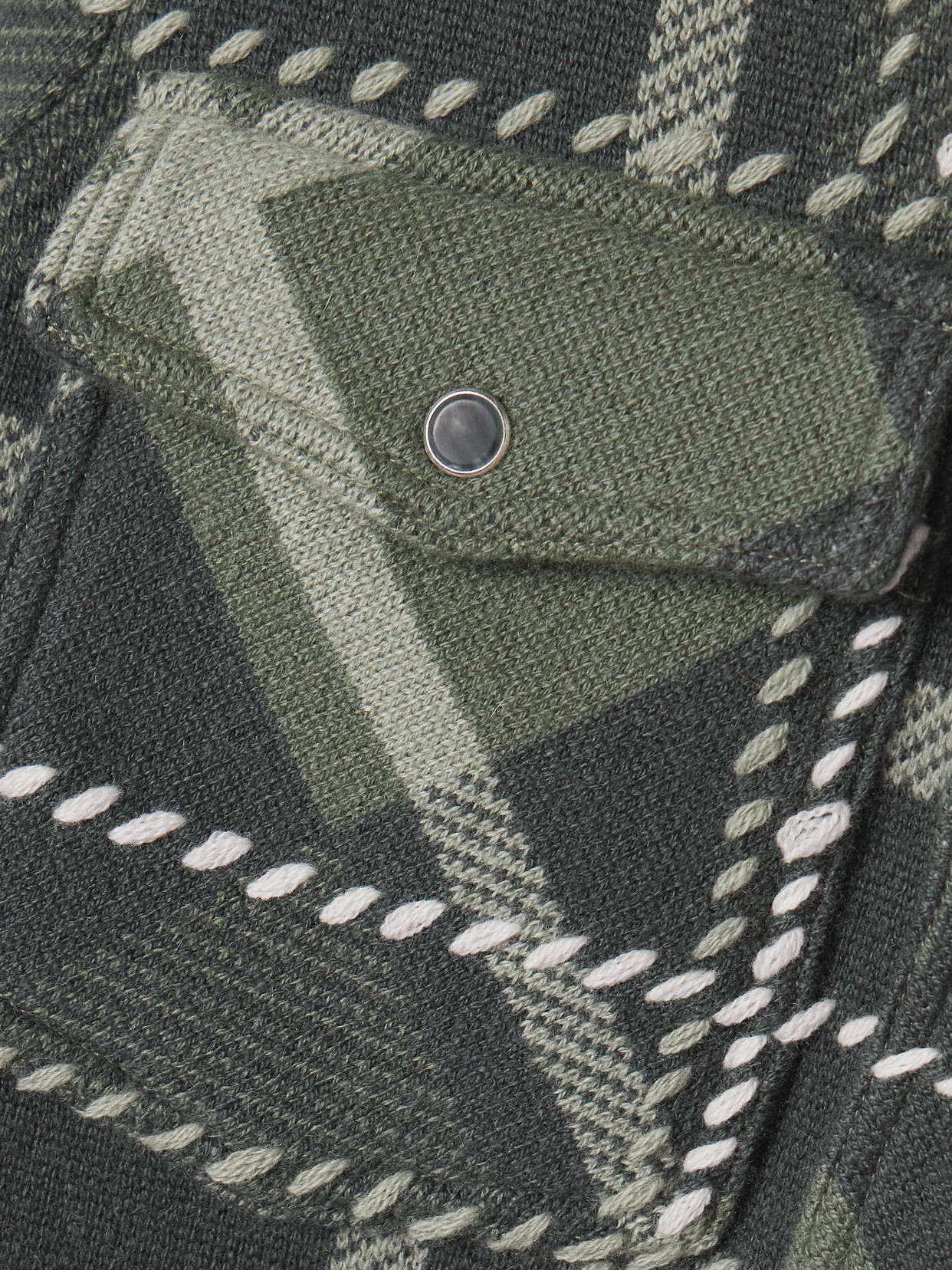 Twp Ranchers Embroidered Checked Cashmere Shirt In Green