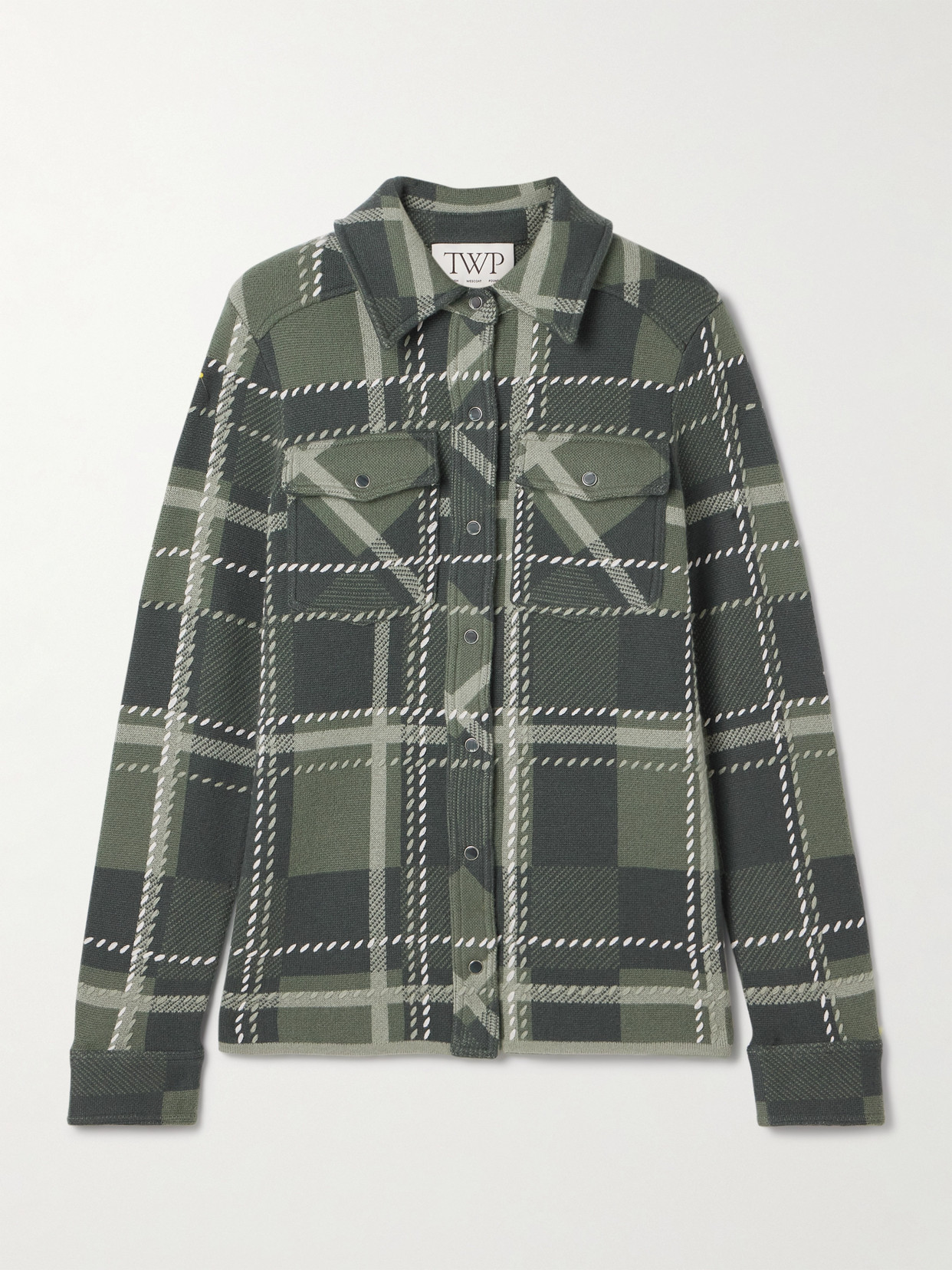 Twp Ranchers Embroidered Checked Cashmere Shirt In Green